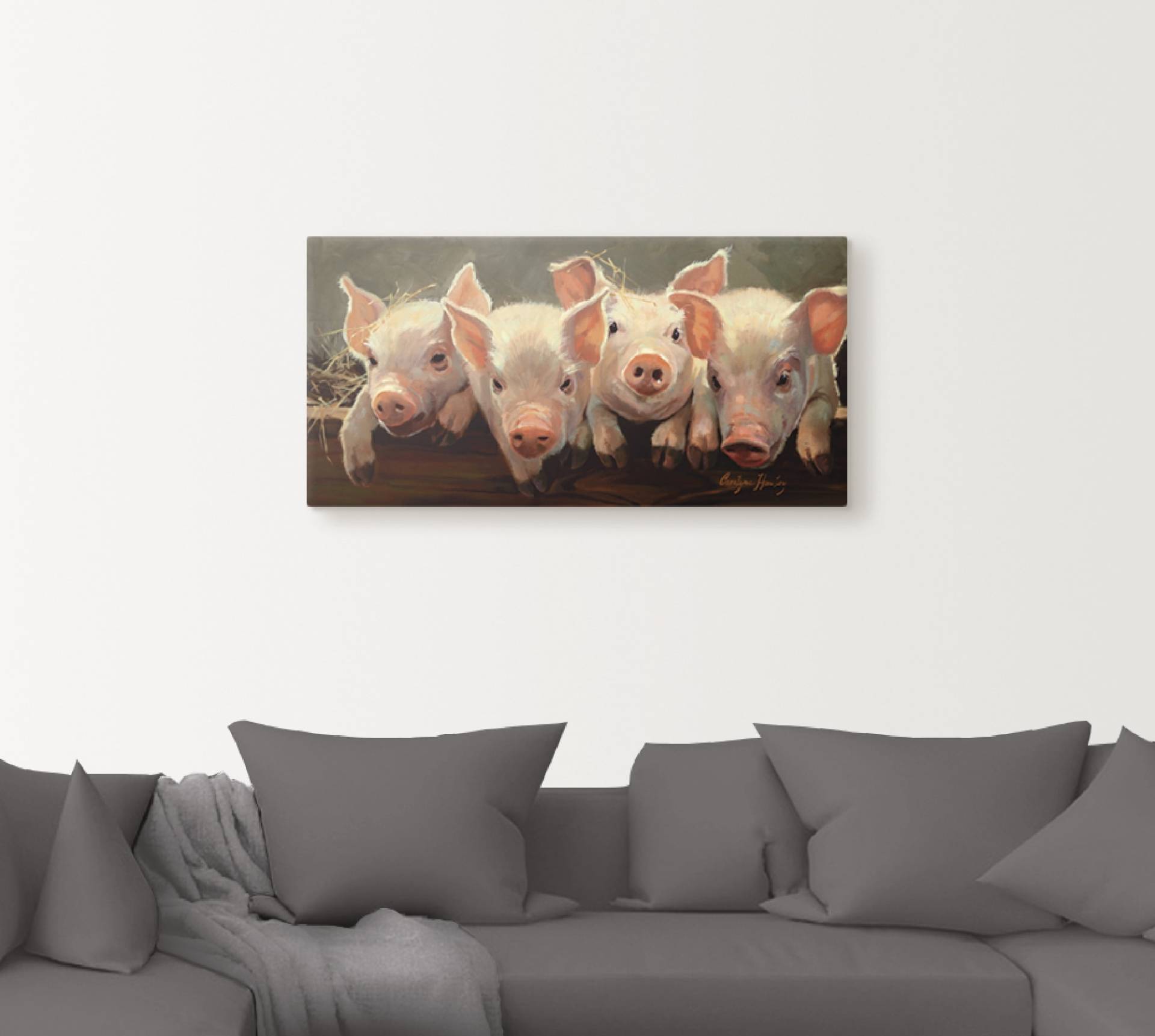 Artland Wandbild »Das grosse Grunzen«, Haustiere, (1 St.), als Alubild, Outdoorbild, Leinwandbild, Poster in verschied. Grössen von Artland