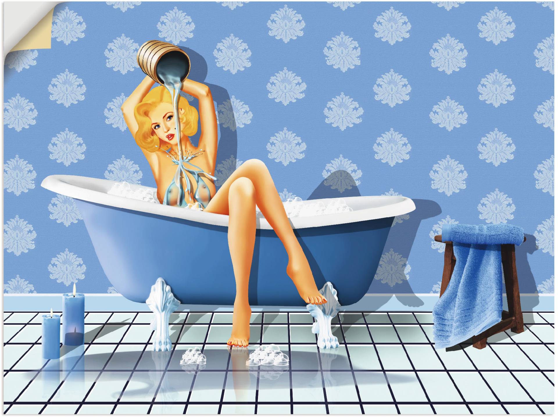 Artland Wandbild »Das sexy blaue Badezimmer«, Frau, (1 St.), als Leinwandbild, Poster, Wandaufkleber in verschied. Grössen Artland Wandbild »Das sexy blaue Badezimmer«, Frau, (1 St.), als Leinwandbild, Poster, Wandaufkleber in verschied. Grössen von Artland