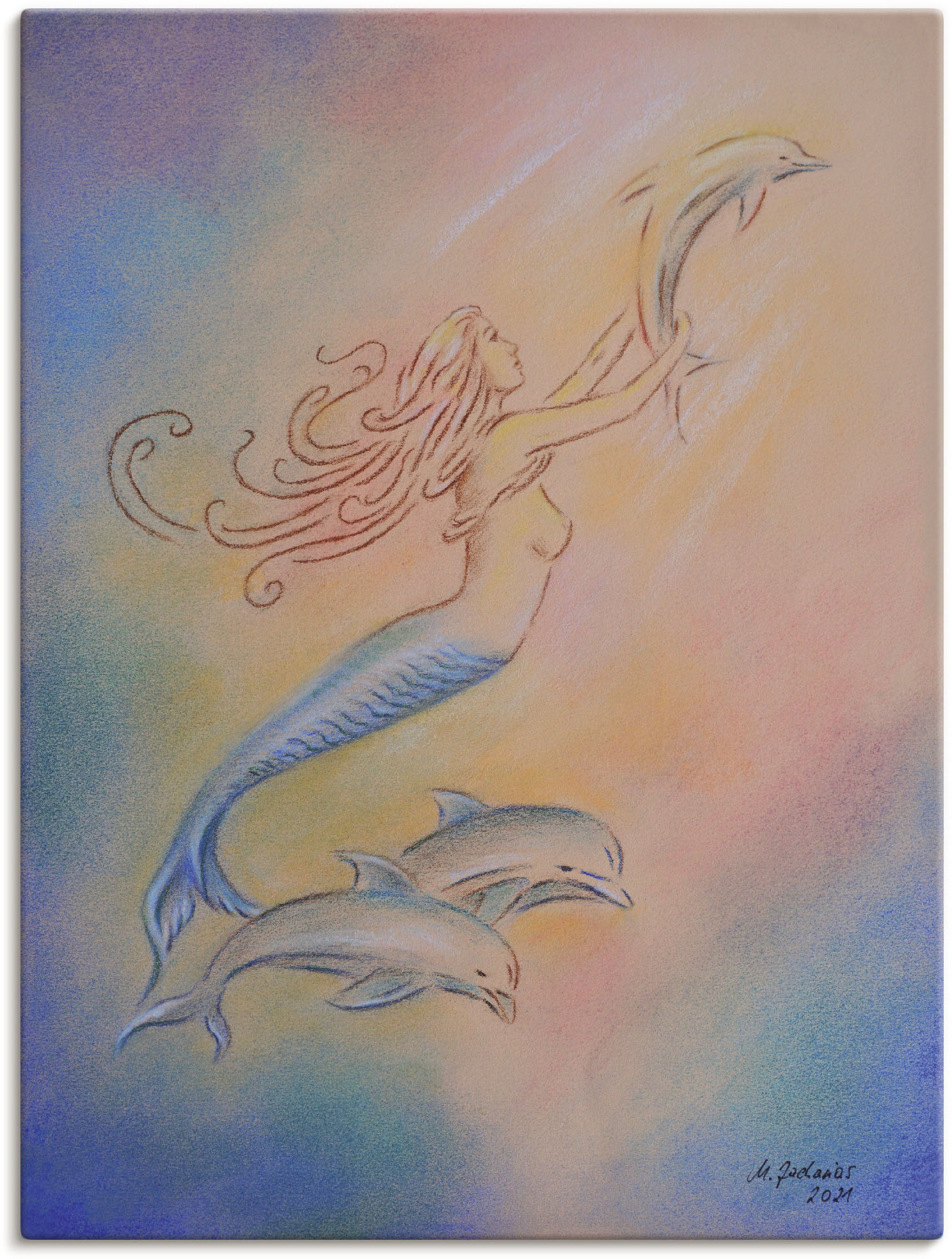 Artland Leinwandbild »Delphine Engel«, klassische Fantasie, (1 St.), auf Keilrahmen gespannt von Artland