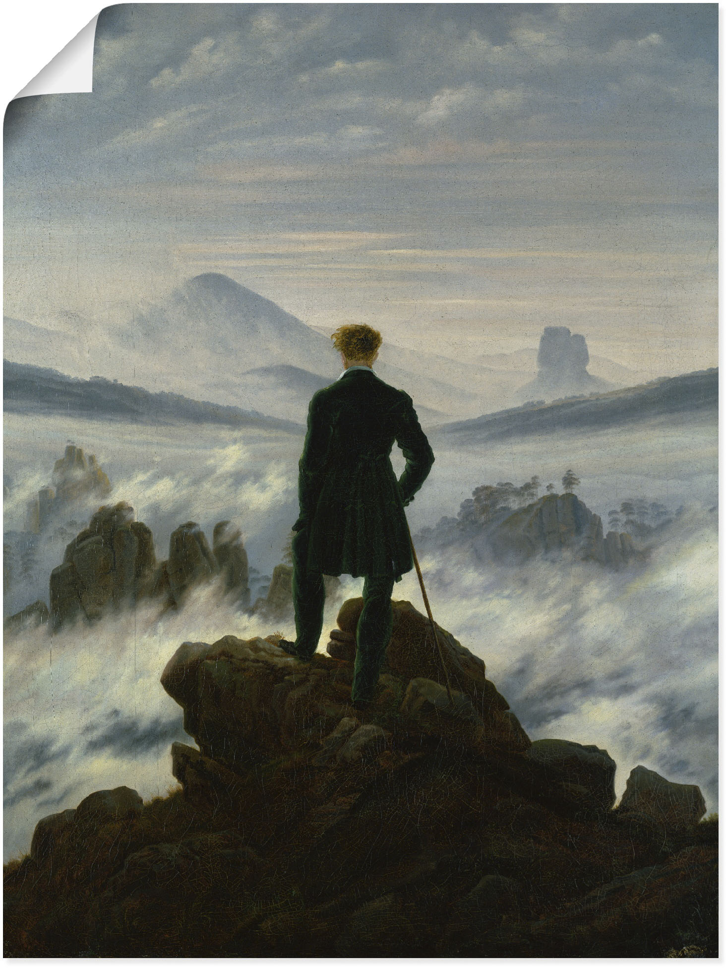 Artland Wandbild »Der Wanderer über dem Nebelmeer. Um 1818«, Mann, (1 St.) von Artland