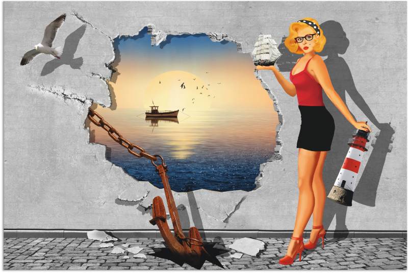 Artland Alu-Dibond-Druck »Die Liebe zum Maritimen«, Frau, (1 St.), für Innen- und Aussenbereich geeignet, Outdoorbild von Artland