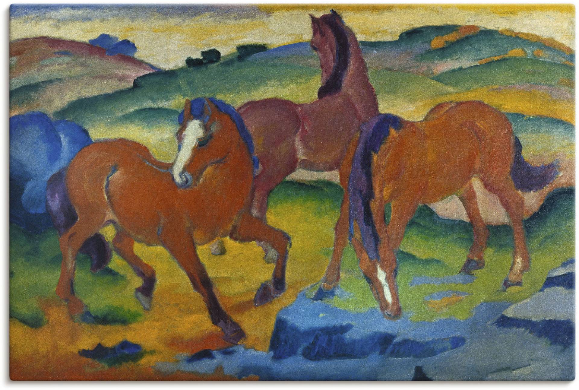 Artland Leinwandbild »Die roten Pferde (Weidende Pferde IV.)«, Haustiere, (1 St.) von Artland