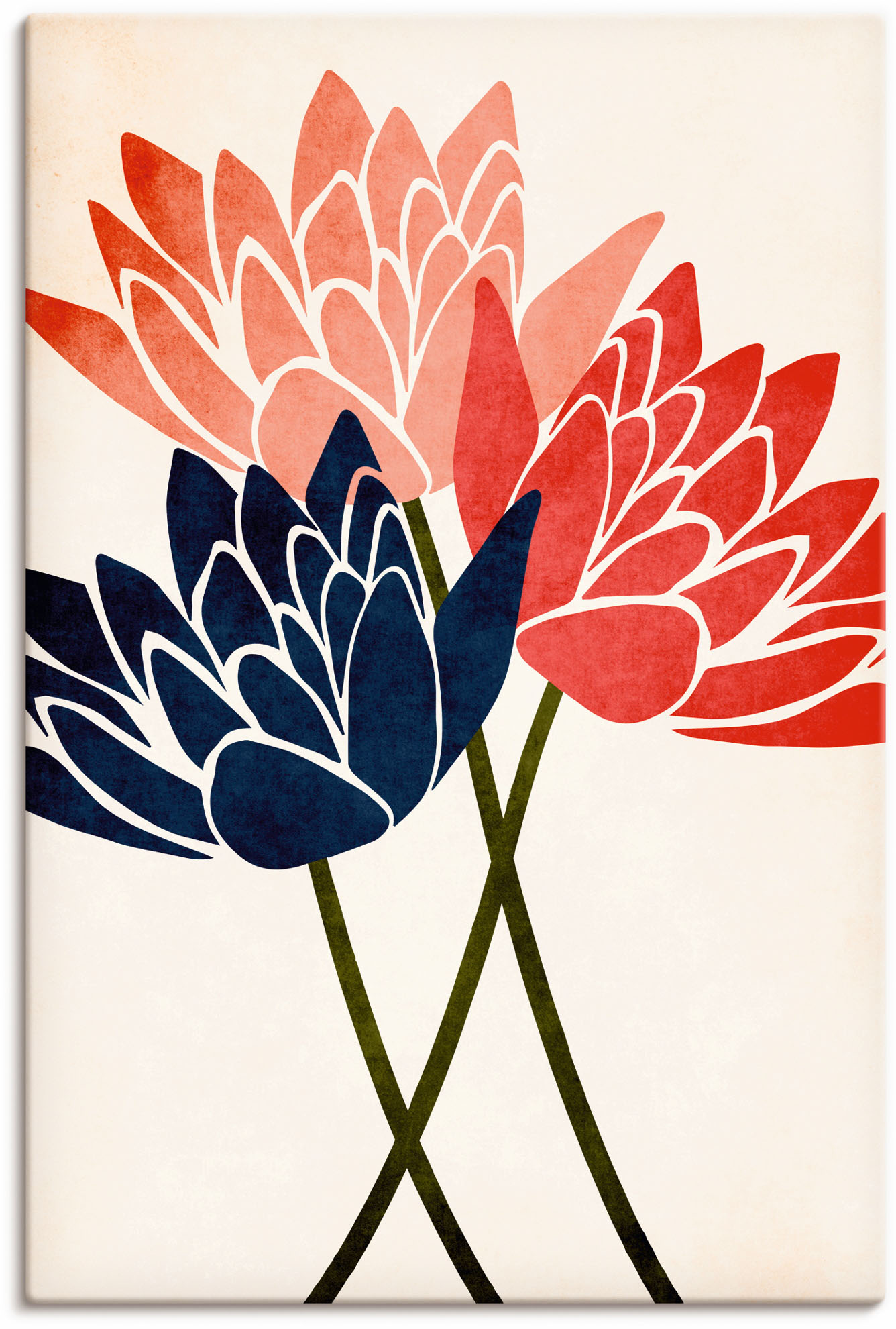 Artland Leinwandbild »Drei Blüten«, Blumenbilder, (1 St.), auf Keilrahmen gespannt von Artland