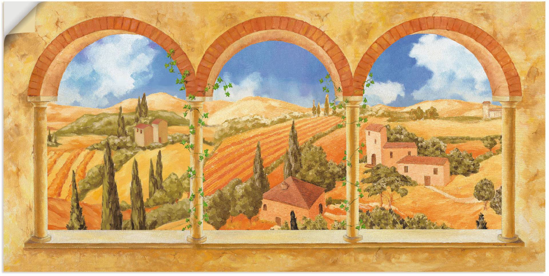 Artland Wandbild »Drei Torbögen mit Blick in die Toskana«, Fensterblick, (1 St.), als Leinwandbild, Wandaufkleber in verschied. Grössen Artland Wandbild »Drei Torbögen mit Blick in die Toskana«, Fensterblick, (1 St.), als Leinwandbild, Wandaufkleber in verschied. Grössen von Artland