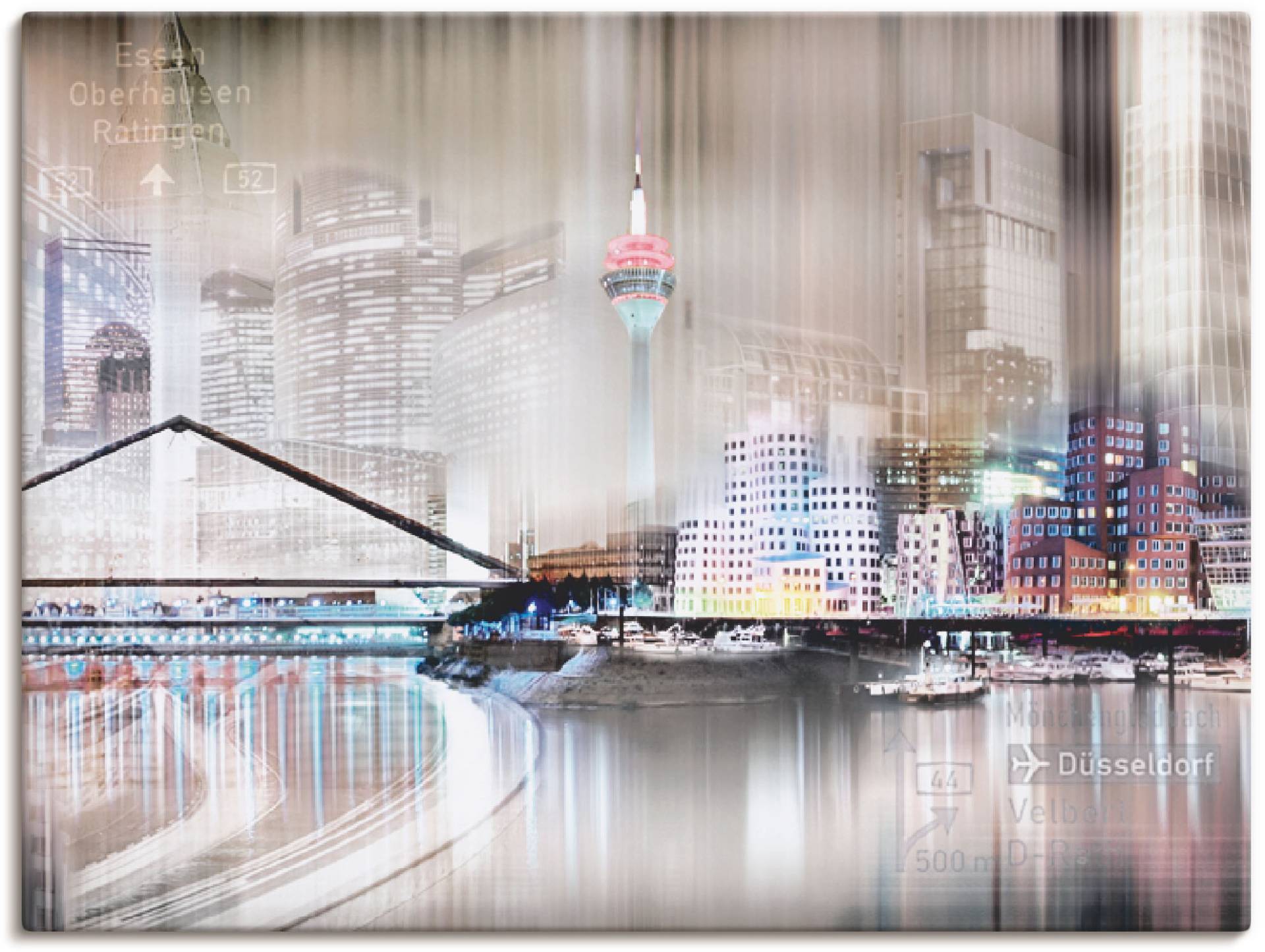 Artland Leinwandbild »Düsseldorf Skyline Collage IV«, Deutschland, (1 St.), auf Keilrahmen gespannt von Artland