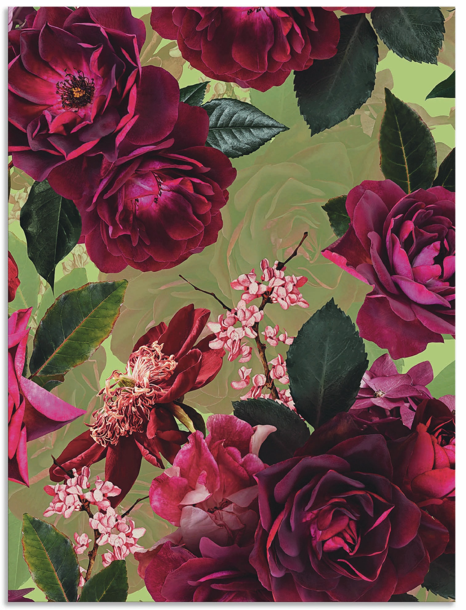 Artland Wandbild »Dunkle Rosen auf Grün«, Blumenbilder, (1 St.) von Artland