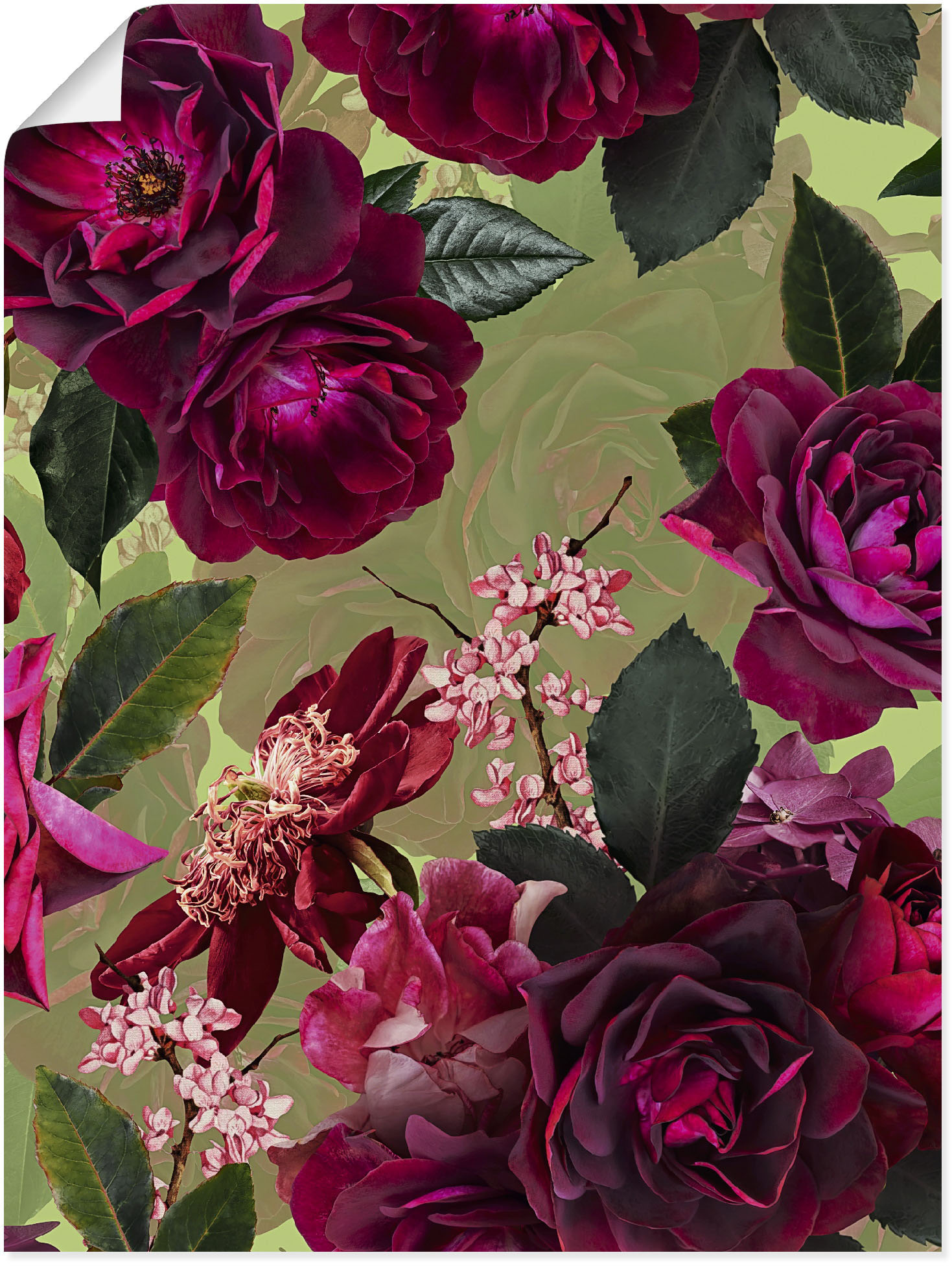 Artland Wandbild »Dunkle Rosen auf Grün«, Blumenbilder, (1 St.) von Artland