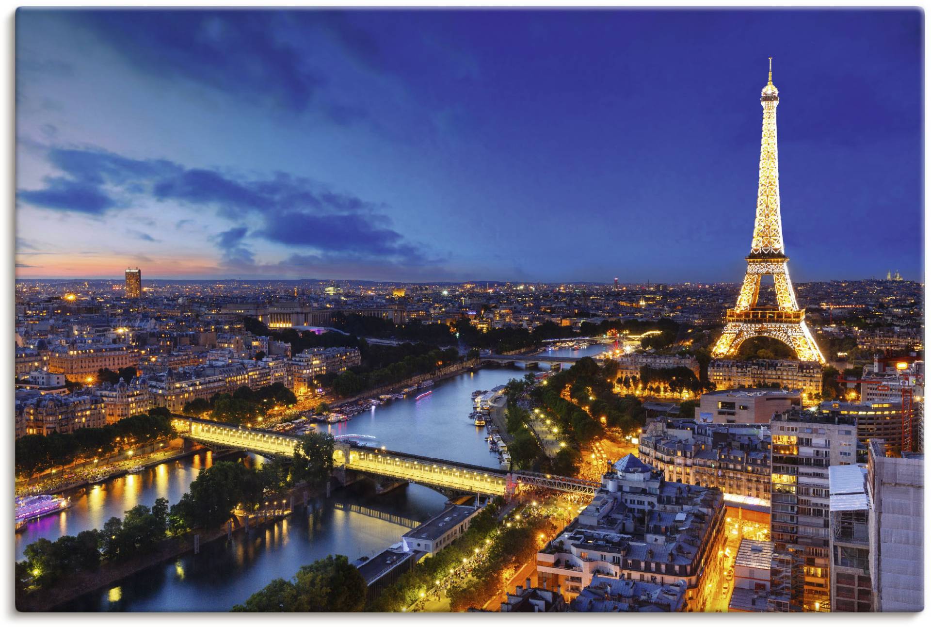 Artland Wandbild »Eiffelturm und Seine am Abend, Paris«, Paris, (1 St.) von Artland