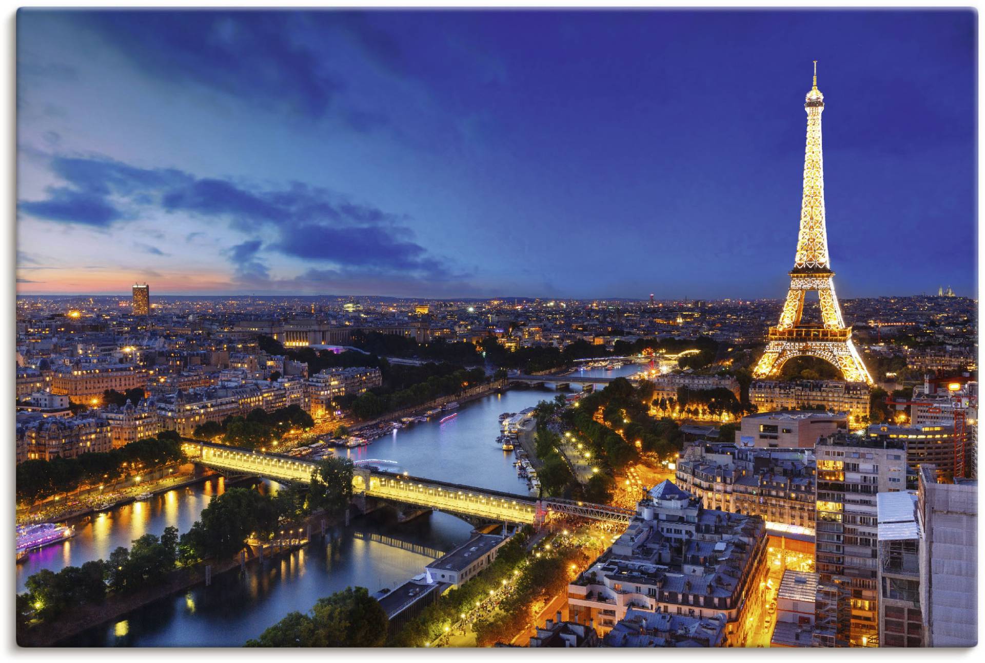 Artland Wandbild »Eiffelturm und Seine am Abend, Paris«, Paris, (1 St.), als Alubild, Outdoorbild, Leinwandbild, Poster, Wandaufkleber von Artland