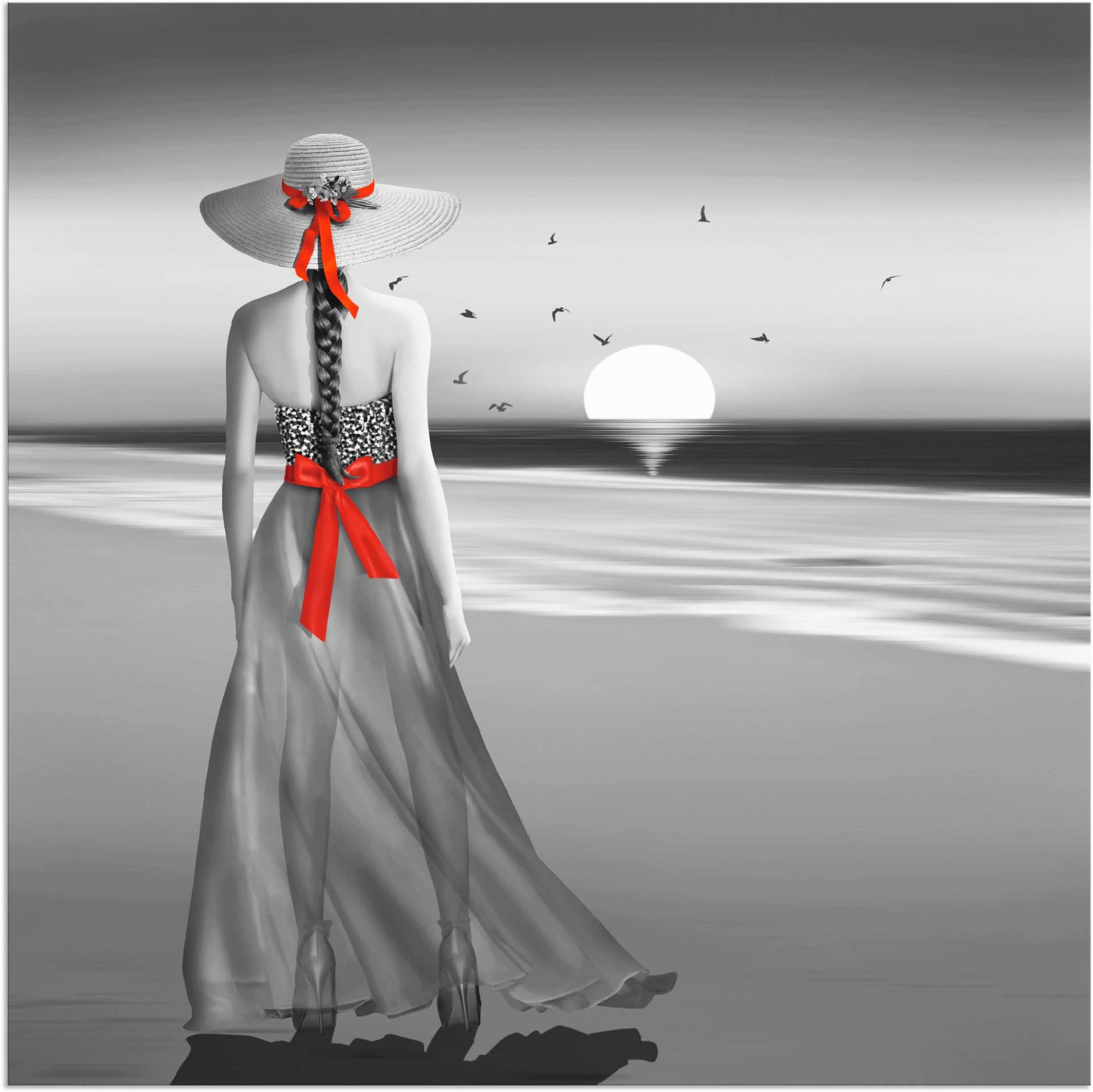 Artland Wandbild »Ein Blick zurück aufs Meer«, Frau, (1 St.), als Alubild, Outdoorbild, Leinwandbild, Poster, Wandaufkleber Artland Wandbild »Ein Blick zurück aufs Meer«, Frau, (1 St.), als Alubild, Outdoorbild, Leinwandbild, Poster, Wandaufkleber von Artland