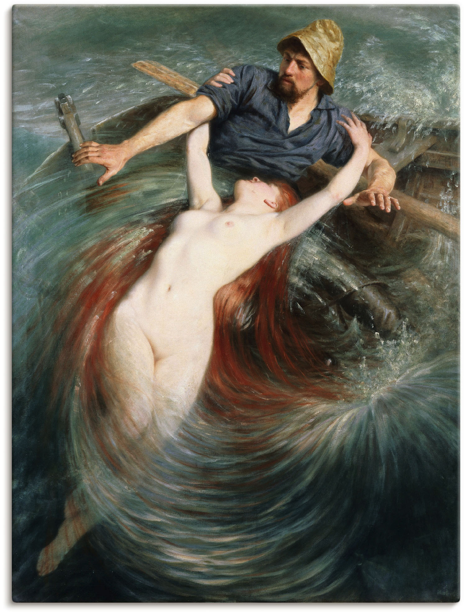 Artland Wandbild »Ein Fischer in den Fängen einer Sirene.«, klassische Fantasie, (1 St.) von Artland