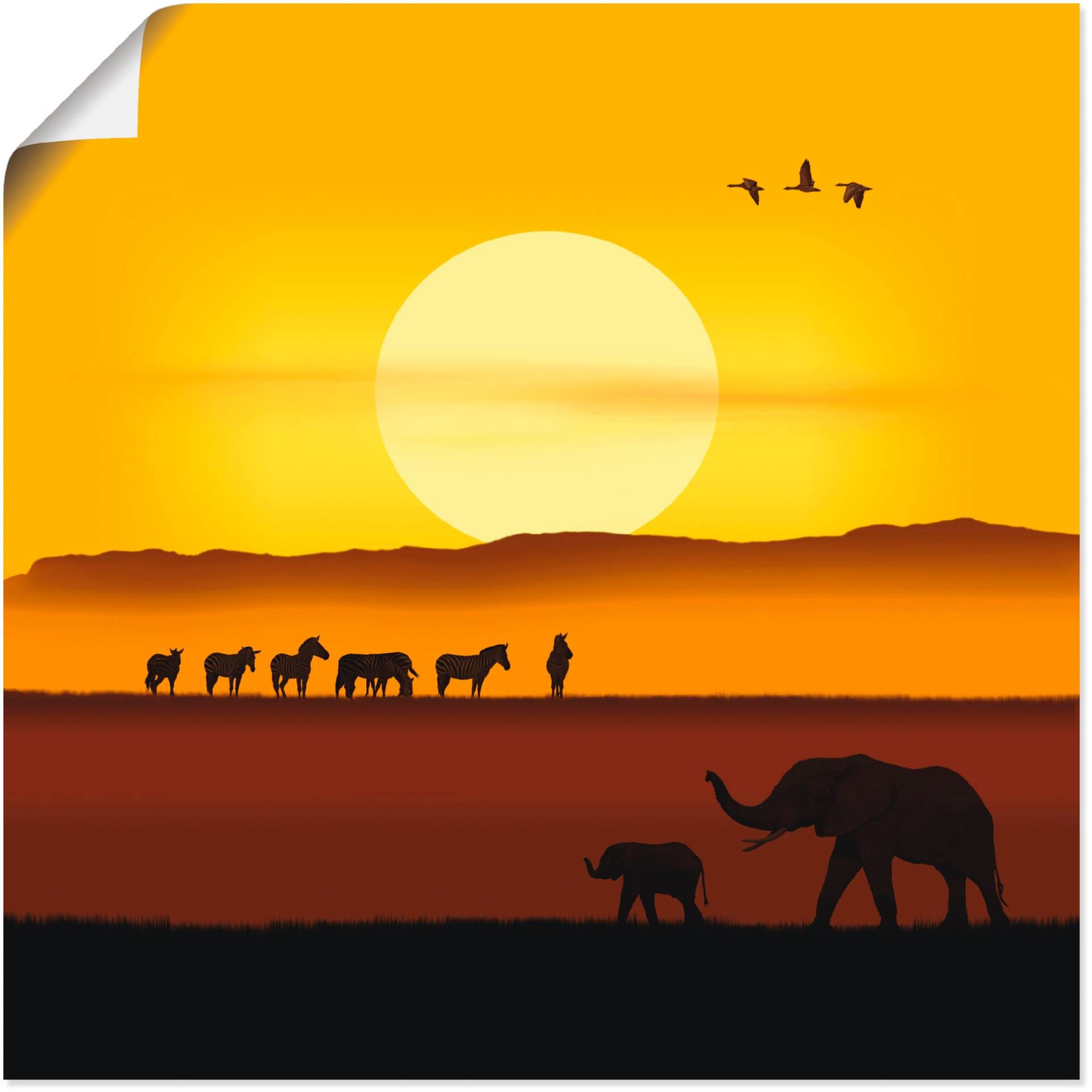 Artland Poster »Ein Morgen in der afrikanischen Savanne«, Wildtiere, (1 St.) von Artland