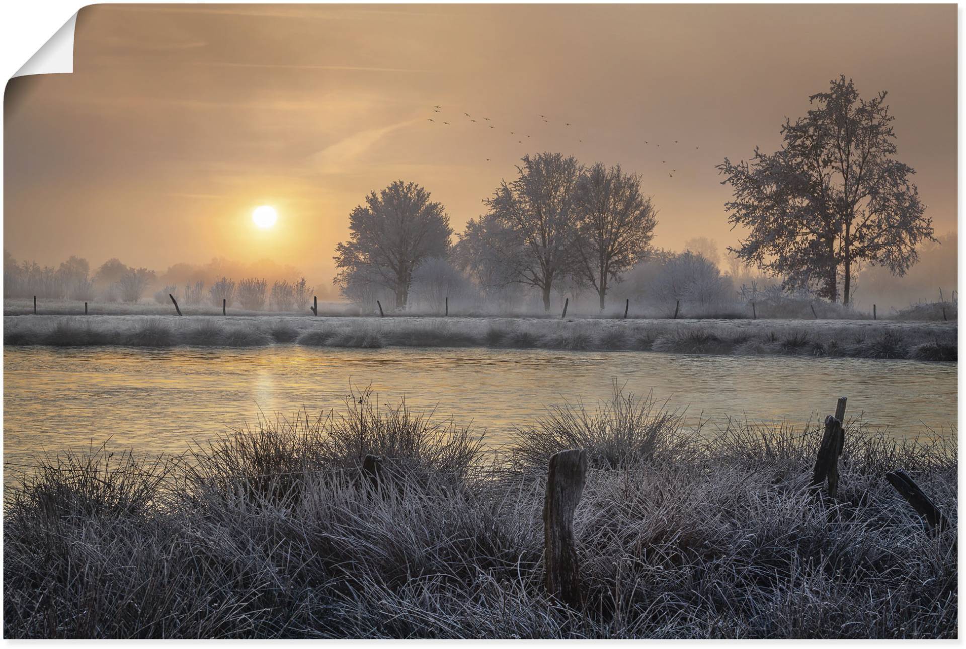 Artland Wandbild »Ein Wintertag beginnt«, Bilder vom Sonnenuntergang & -aufgang, (1 St.), als Alubild, Outdoorbild, Leinwandbild, Wandaufkleber, versch. Grössen von Artland
