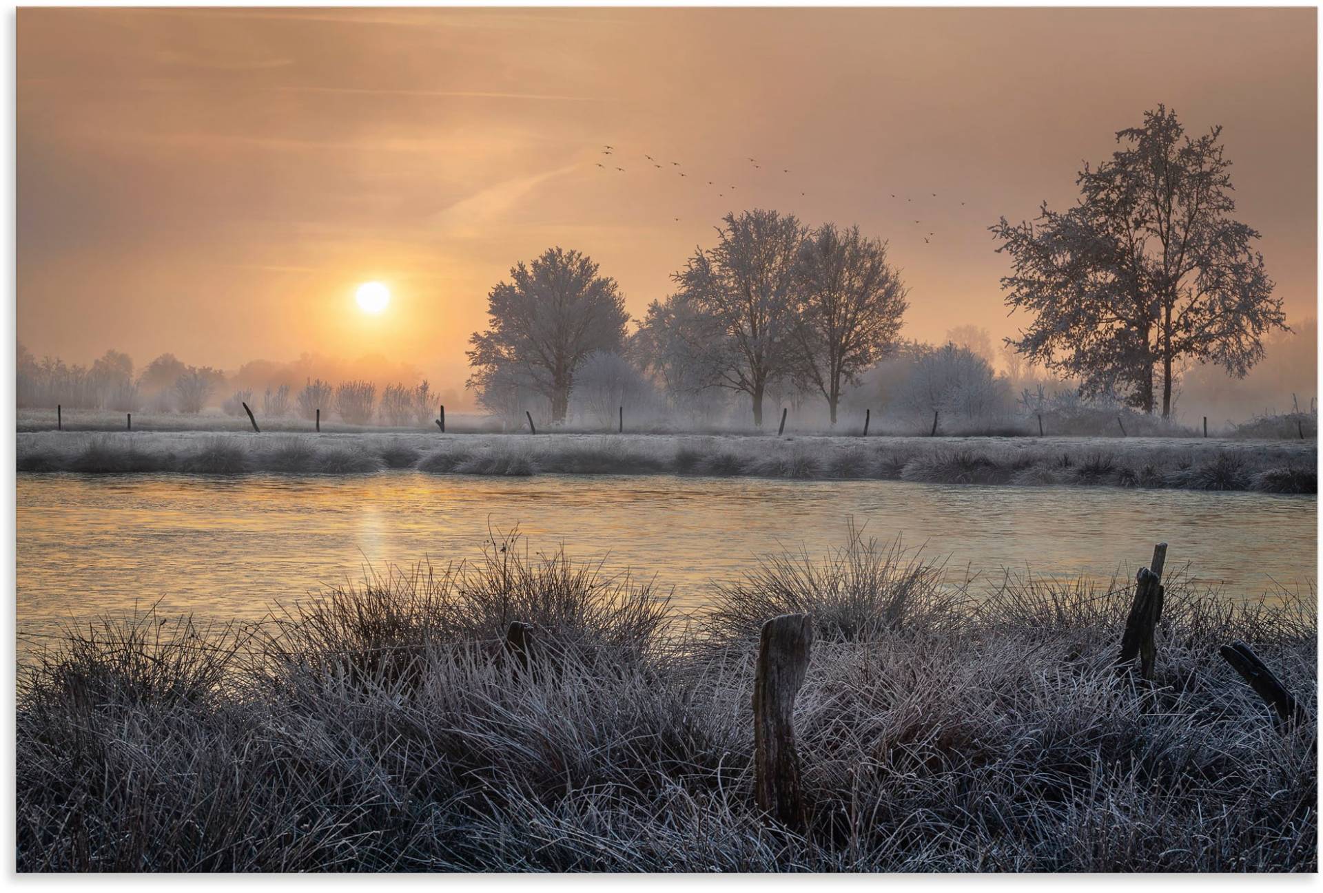Artland Wandbild »Ein Wintertag beginnt«, Bilder vom Sonnenuntergang & -aufgang, (1 St.), als Alubild, Outdoorbild, Leinwandbild, Wandaufkleber, versch. Grössen von Artland