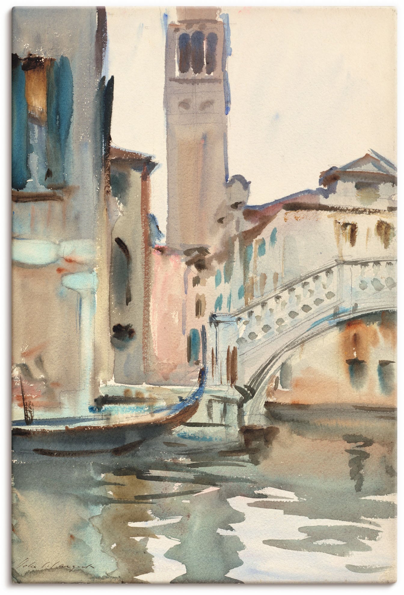 Artland Wandbild »Eine Brücke und Campanile, Venedig.«, Venedig, (1 St.), als Leinwandbild, Poster in verschied. Grössen von Artland