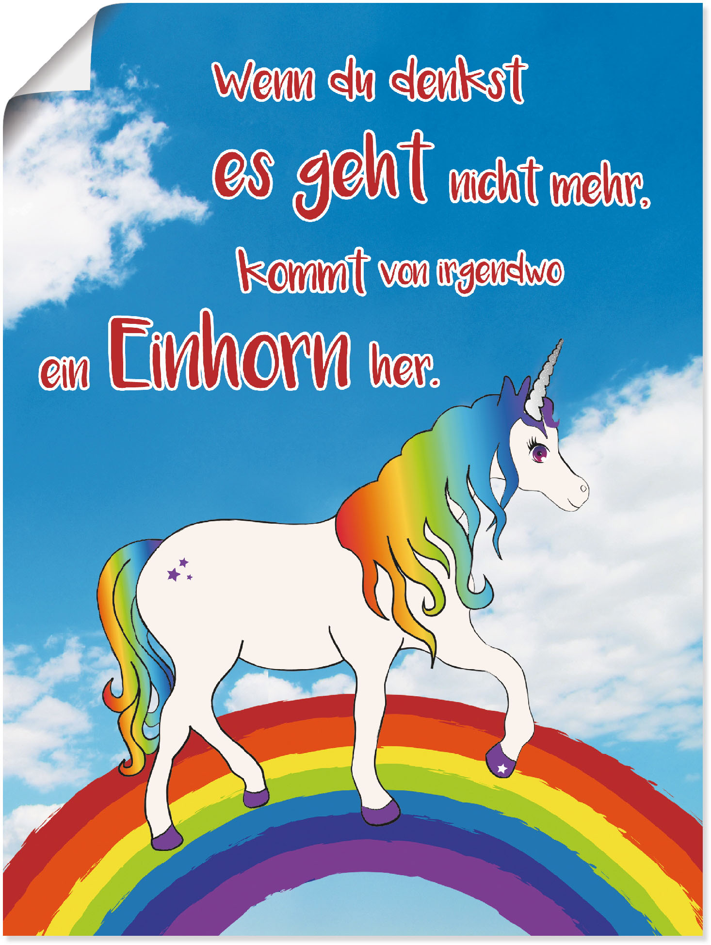 Artland Wandbild »Einhorn mit Regenbogen«, Animal Fantasy, (1 St.) von Artland