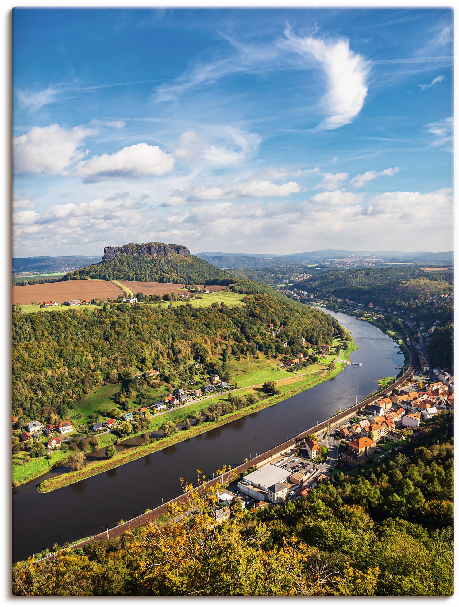 Artland Poster »Blick auf Elbe & die Sächsische Schweiz«, Berge & Alpenbilder, (1 St.), auf Keilrahmen gespannt von Artland