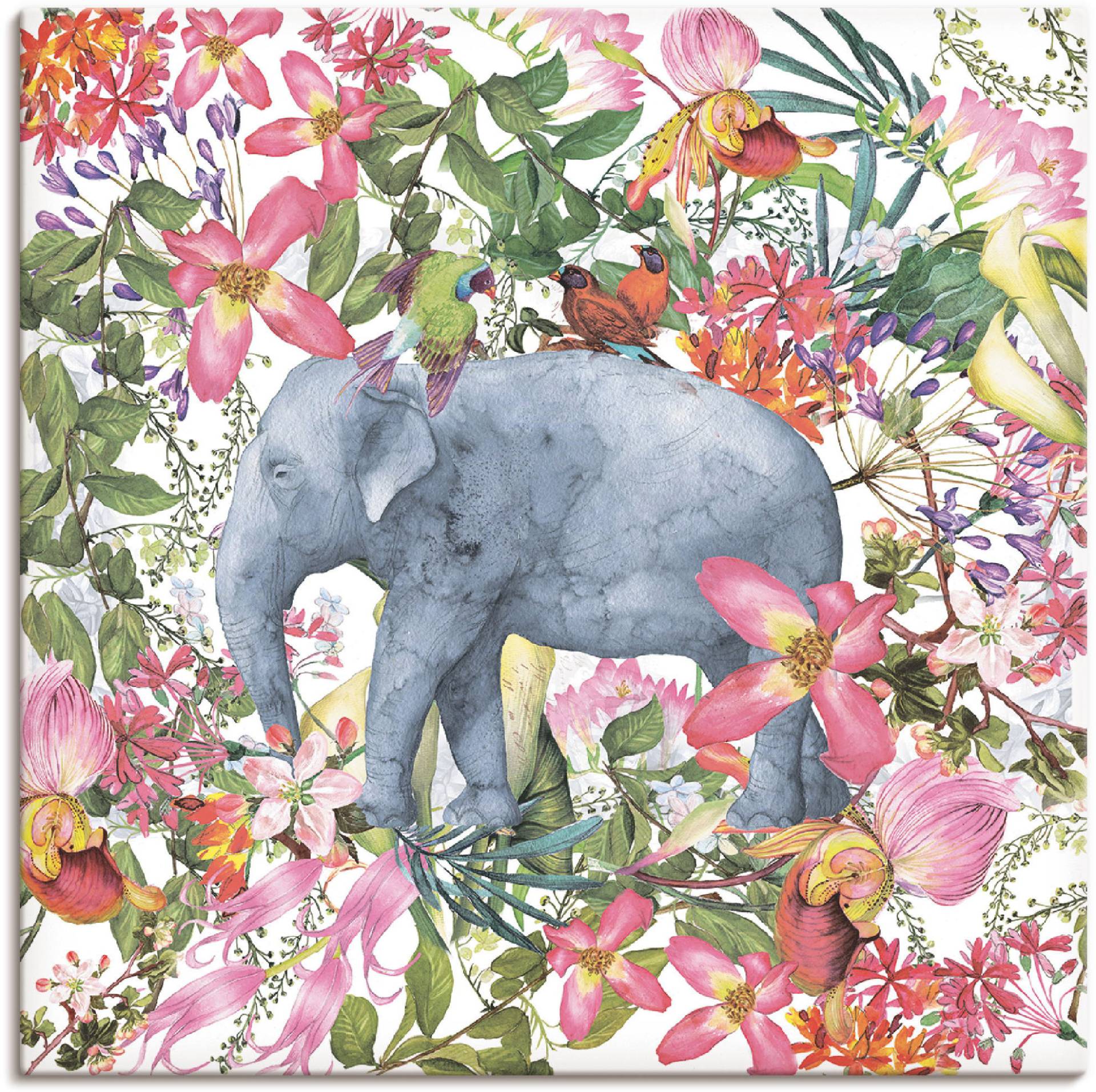 Artland Wandbild »Elefant im Blüten Dschungel«, Wildtiere, (1 St.) von Artland