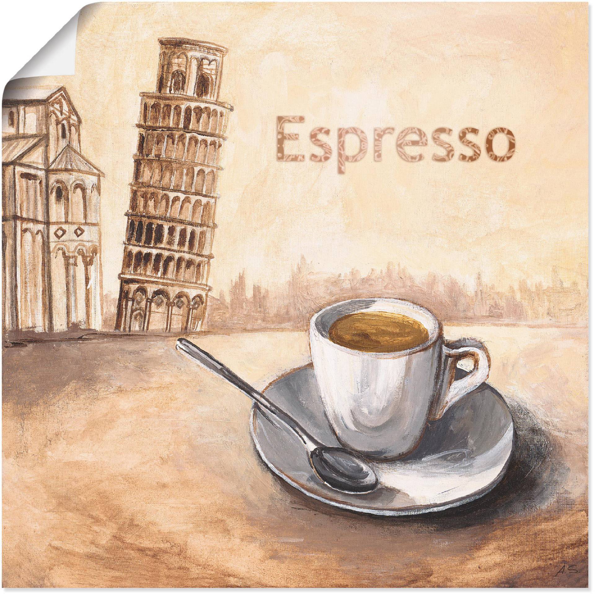 Artland Wandbild »Espresso in Pisa«, Kaffee Bilder, (1 St.), als Leinwandbild, Poster in verschied. Grössen von Artland
