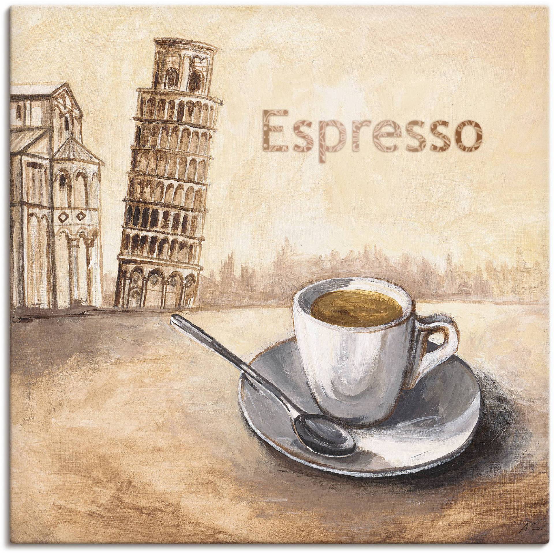 Artland Wandbild »Espresso in Pisa«, Kaffee Bilder, (1 St.), als Leinwandbild, Poster in verschied. Grössen von Artland