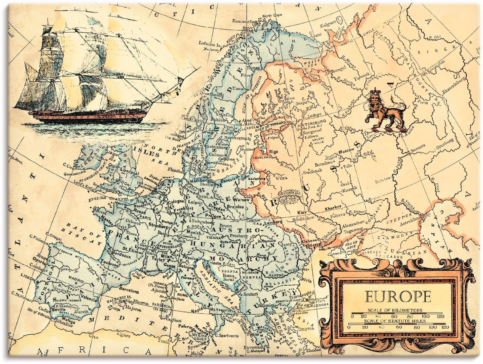 Artland Wandbild »Europakarte«, Landkarten, (1 St.) von Artland