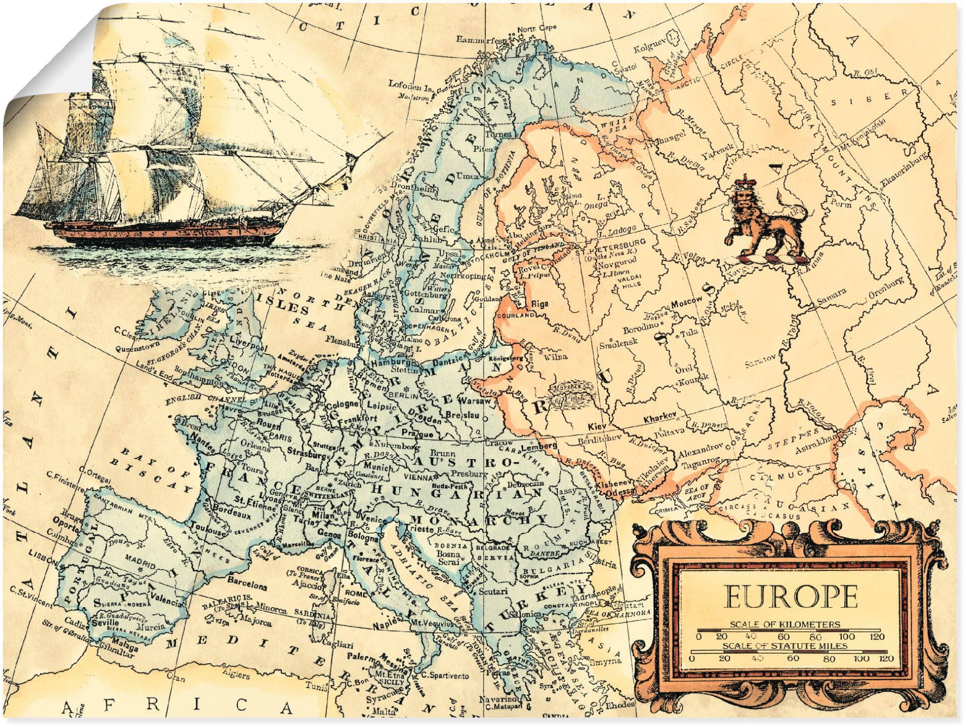 Artland Wandbild »Europakarte«, Landkarten, (1 St.) von Artland