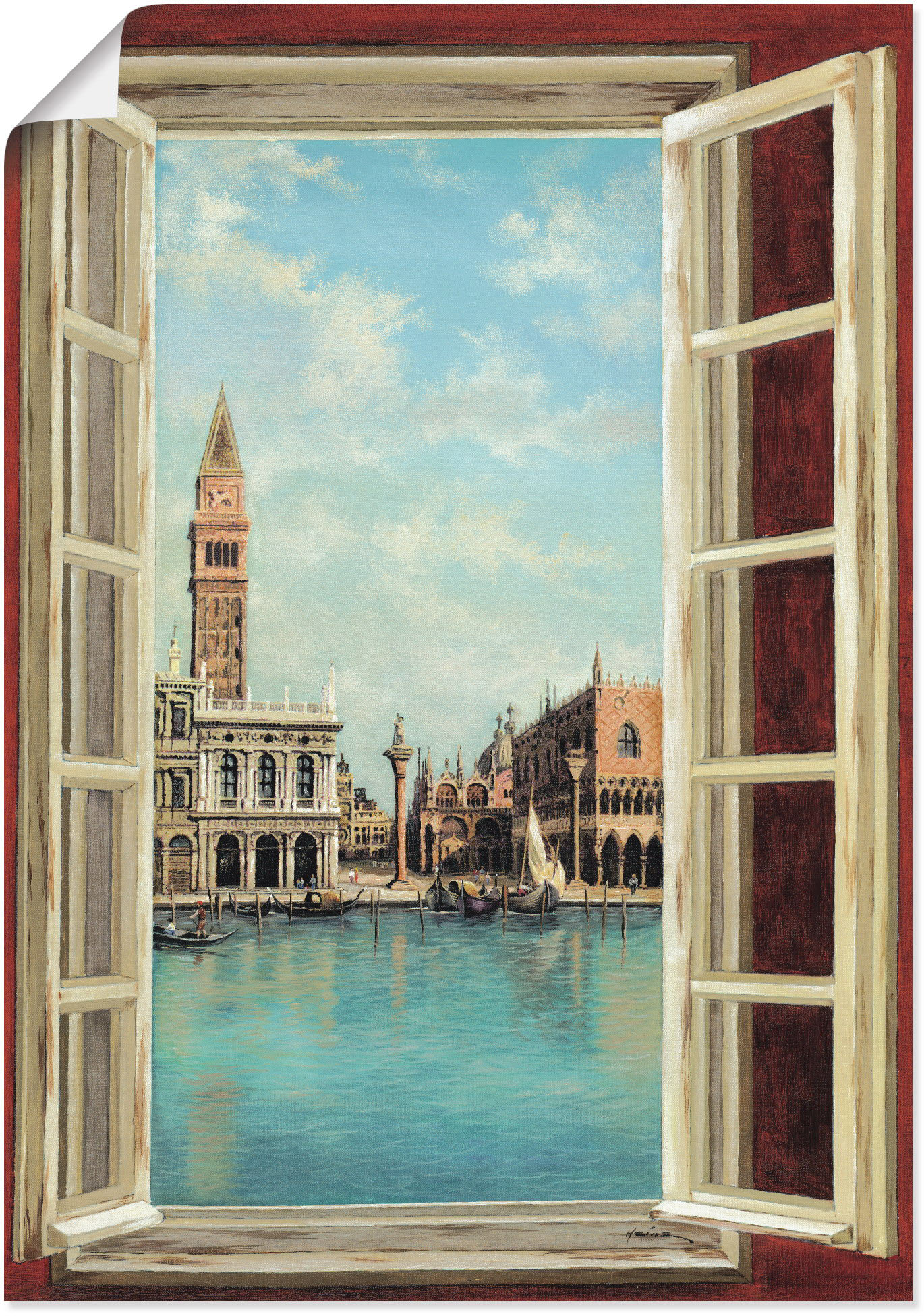 Artland Wandbild »Fenster mit Blick auf Venedig«, Fensterblick, (1 St.) von Artland