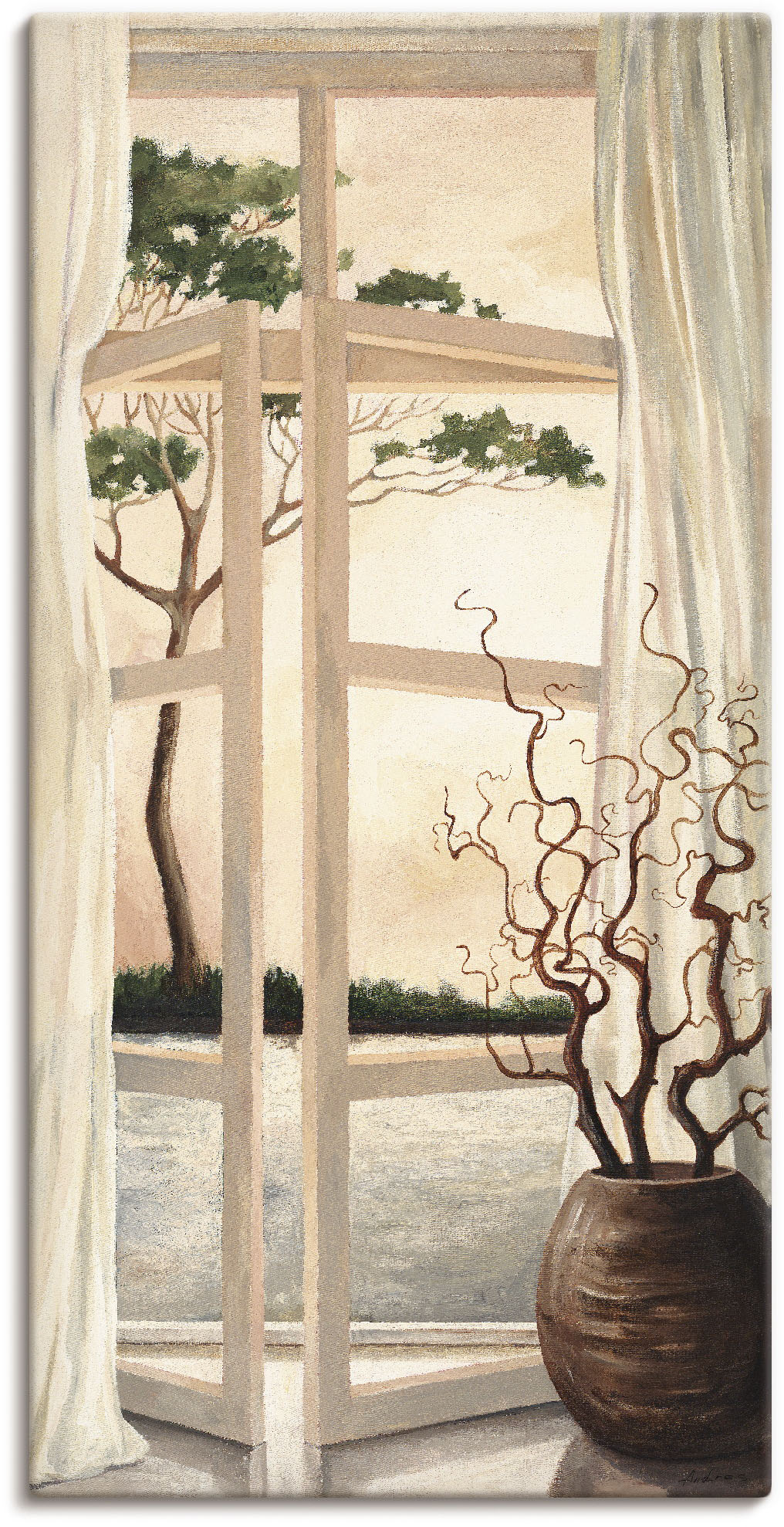 Artland Wandbild »Fensterbild Toskanischer Sonnenuntergang«, Fensterblick, (1 St.), als Alubild, Outdoorbild, Leinwandbild, Poster, Wandaufkleber von Artland
