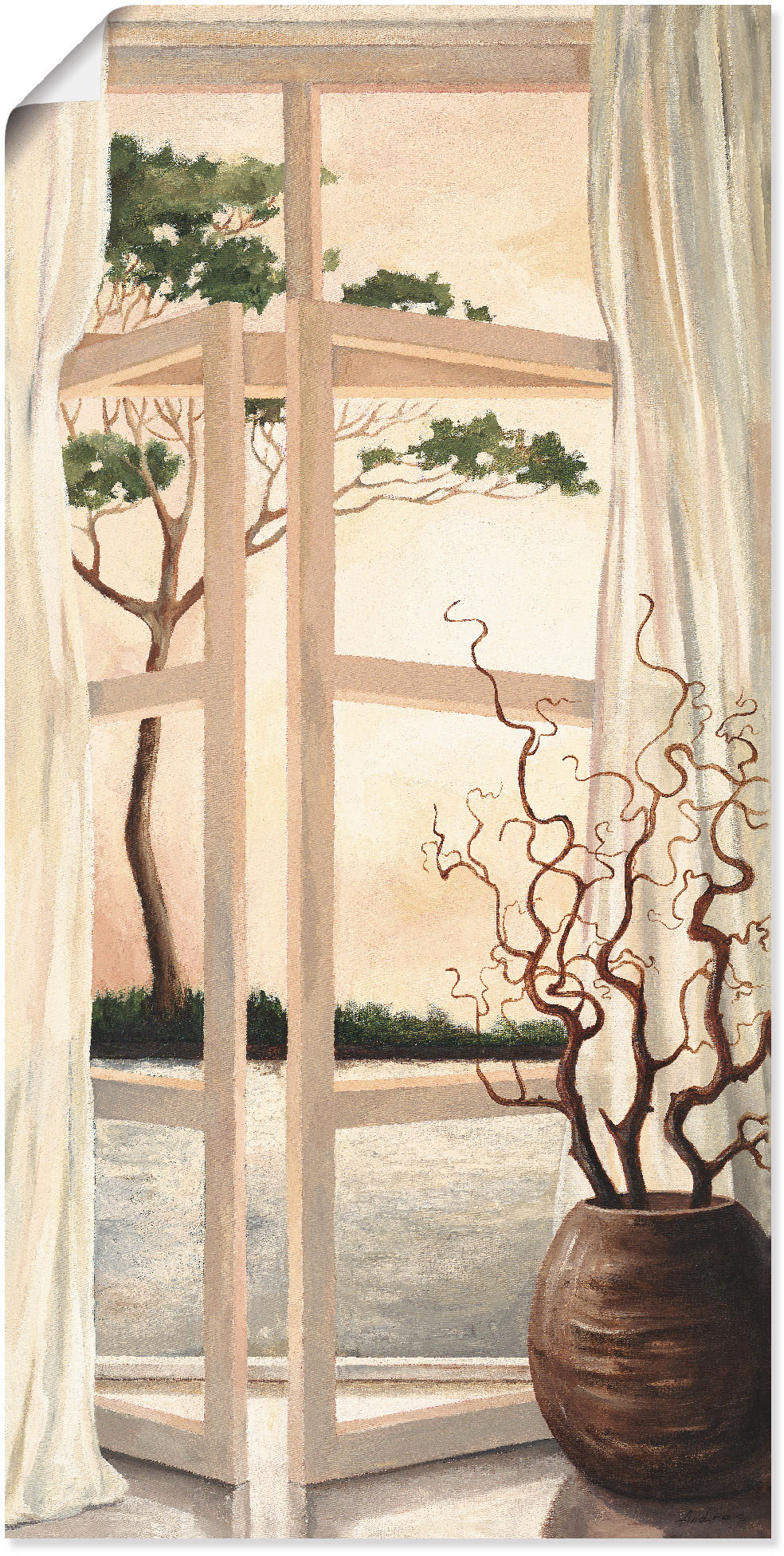 Artland Wandbild »Fensterbild Toskanischer Sonnenuntergang«, Fensterblick, (1 St.), als Alubild, Outdoorbild, Leinwandbild, Poster, Wandaufkleber von Artland