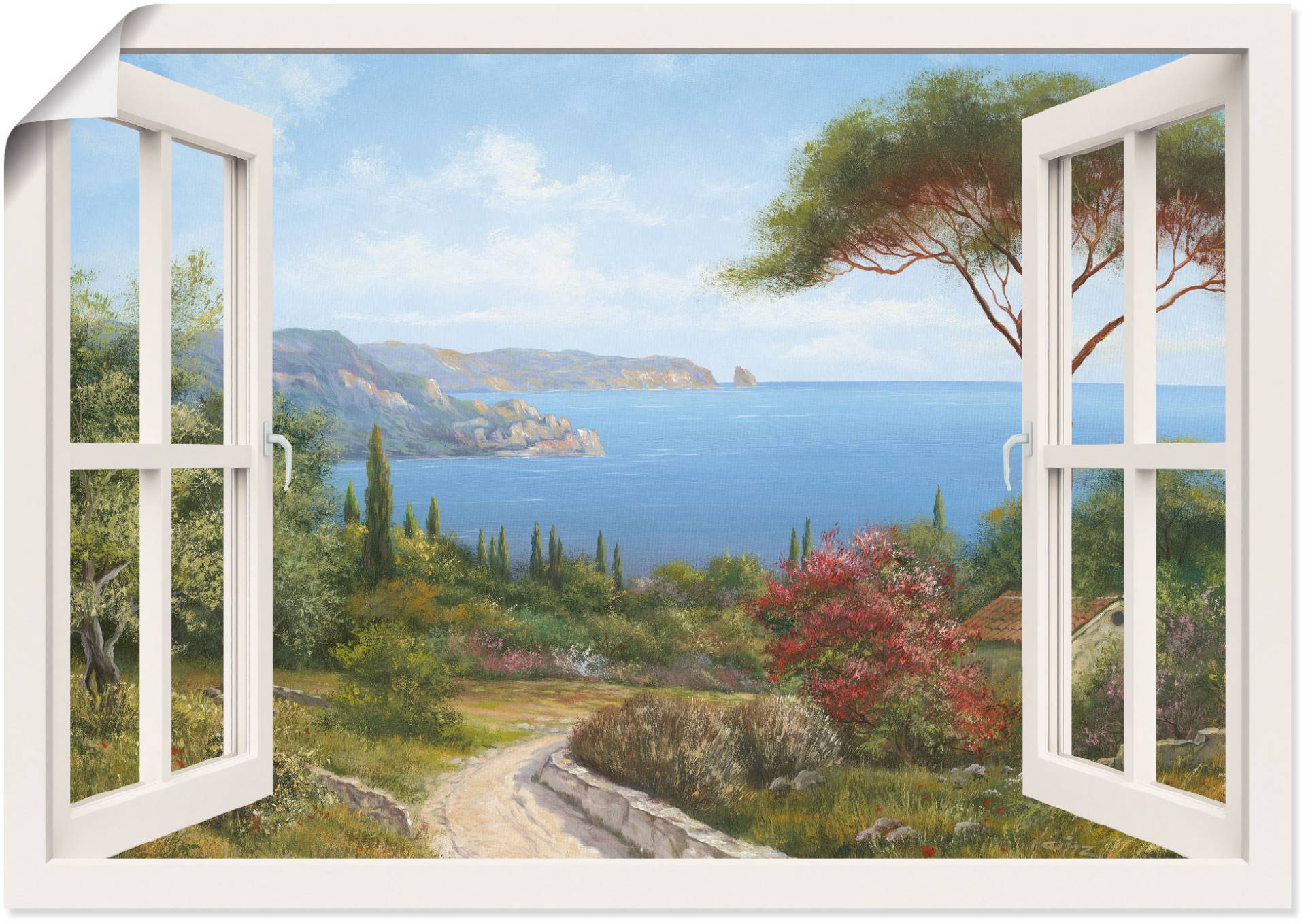 Artland Wandbild »Fensterblick - Haus am Meer I«, Fensterblick, (1 St.) von Artland