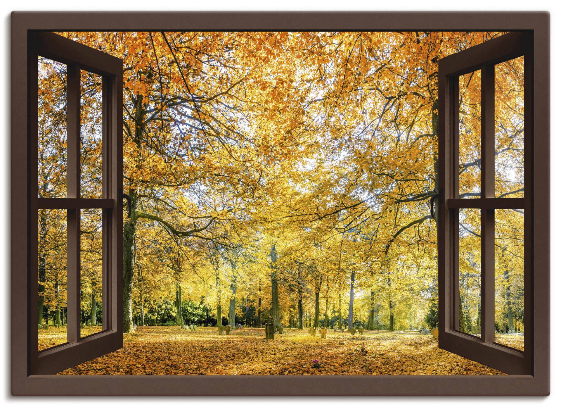 Artland Wandbild »Fensterblick - Herbstwald Panorama«, Fensterblick, (1 St.) von Artland