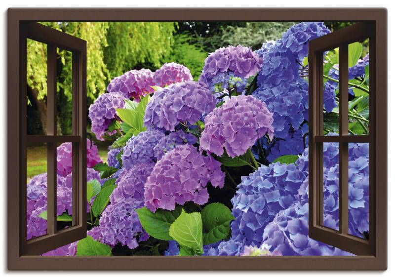 Artland Wandbild »Fensterblick - Hortensien im Garten«, Blumen, (1 St.) von Artland