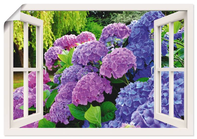 Artland Wandbild »Fensterblick Hortensien im Garten«, Blumen, (1 St.) von Artland