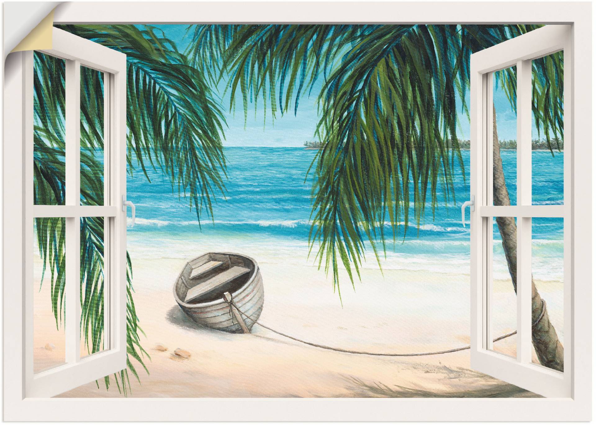 Artland Wandbild »Fensterblick - Karibik«, Fensterblick, (1 St.) von Artland