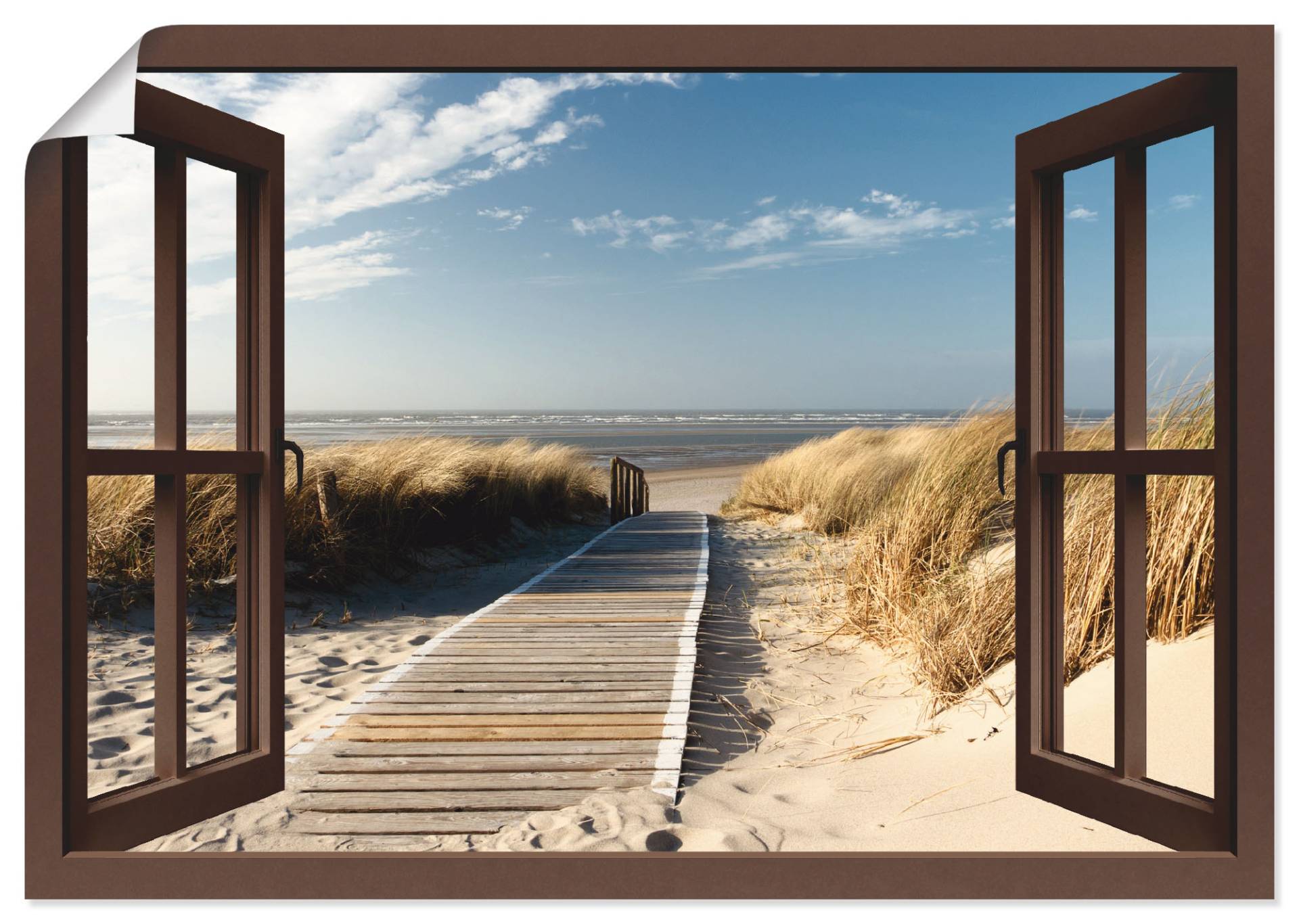 Artland Wandbild »Fensterblick Nordseestrand auf Langeoog«, Fensterblick, (1 St.) von Artland