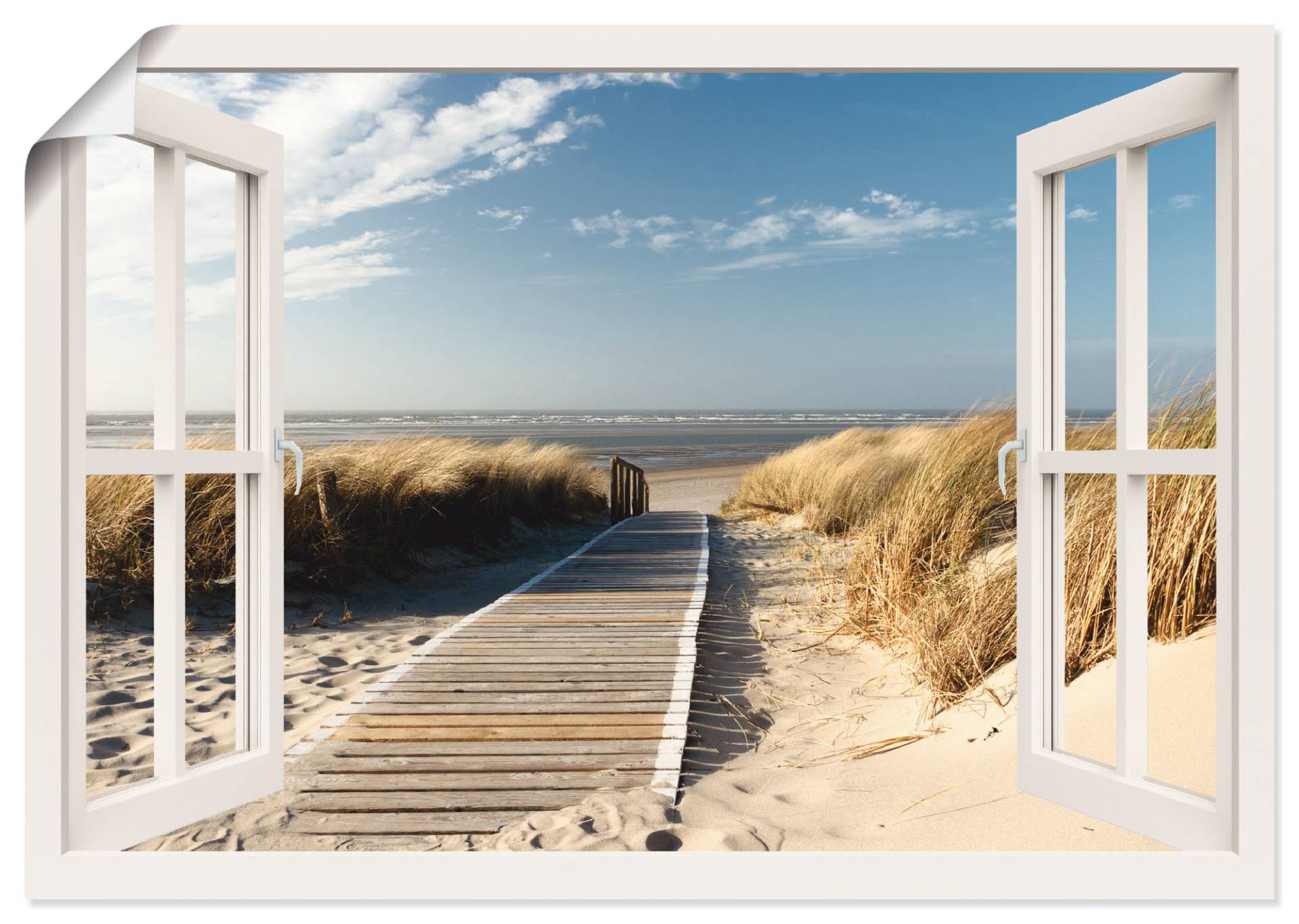 Artland Wandbild »Fensterblick Nordseestrand auf Langeoog«, Fensterblick, (1 St.) von Artland