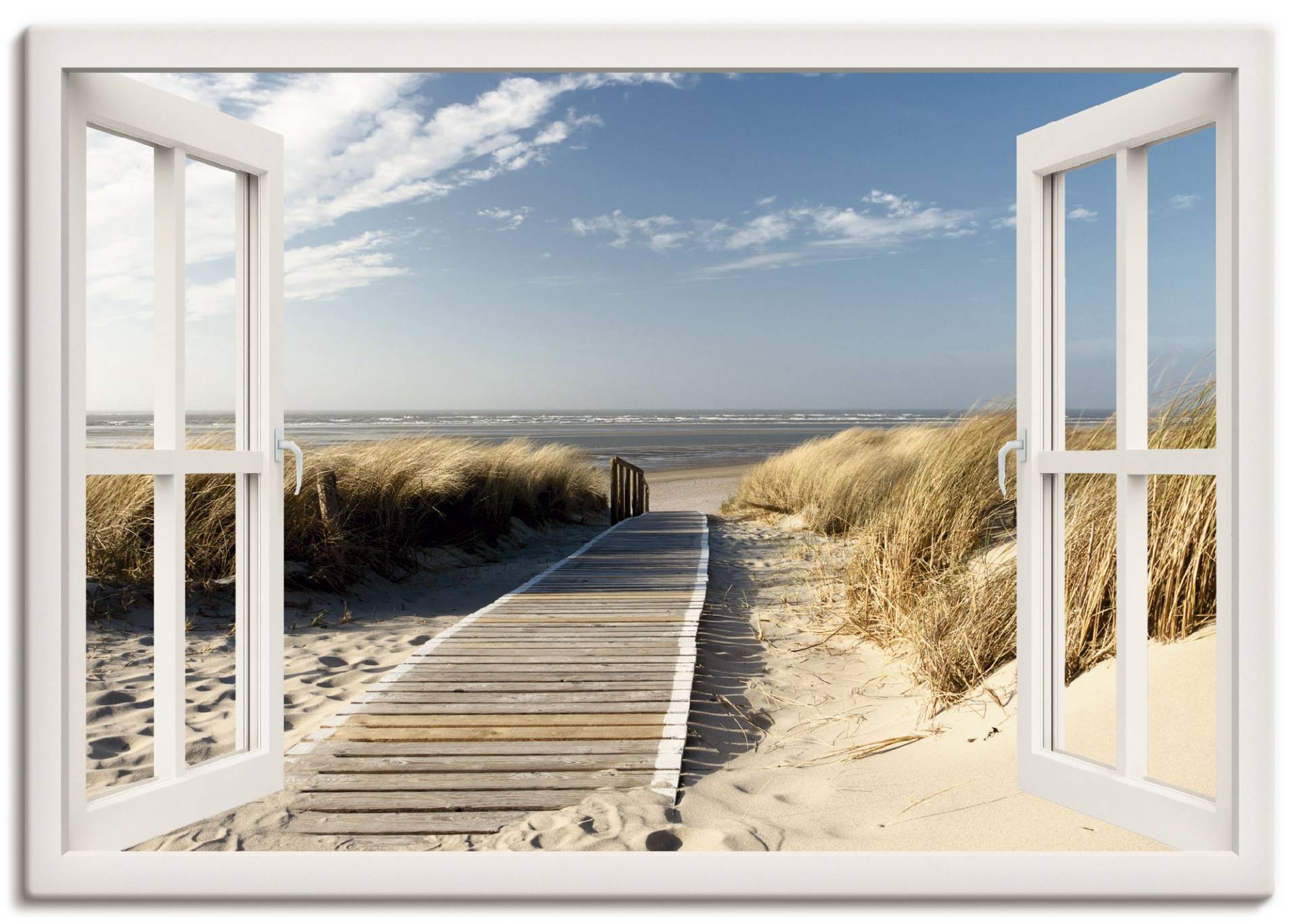 Artland Wandbild »Fensterblick Nordseestrand auf Langeoog«, Fensterblick, (1 St.) von Artland