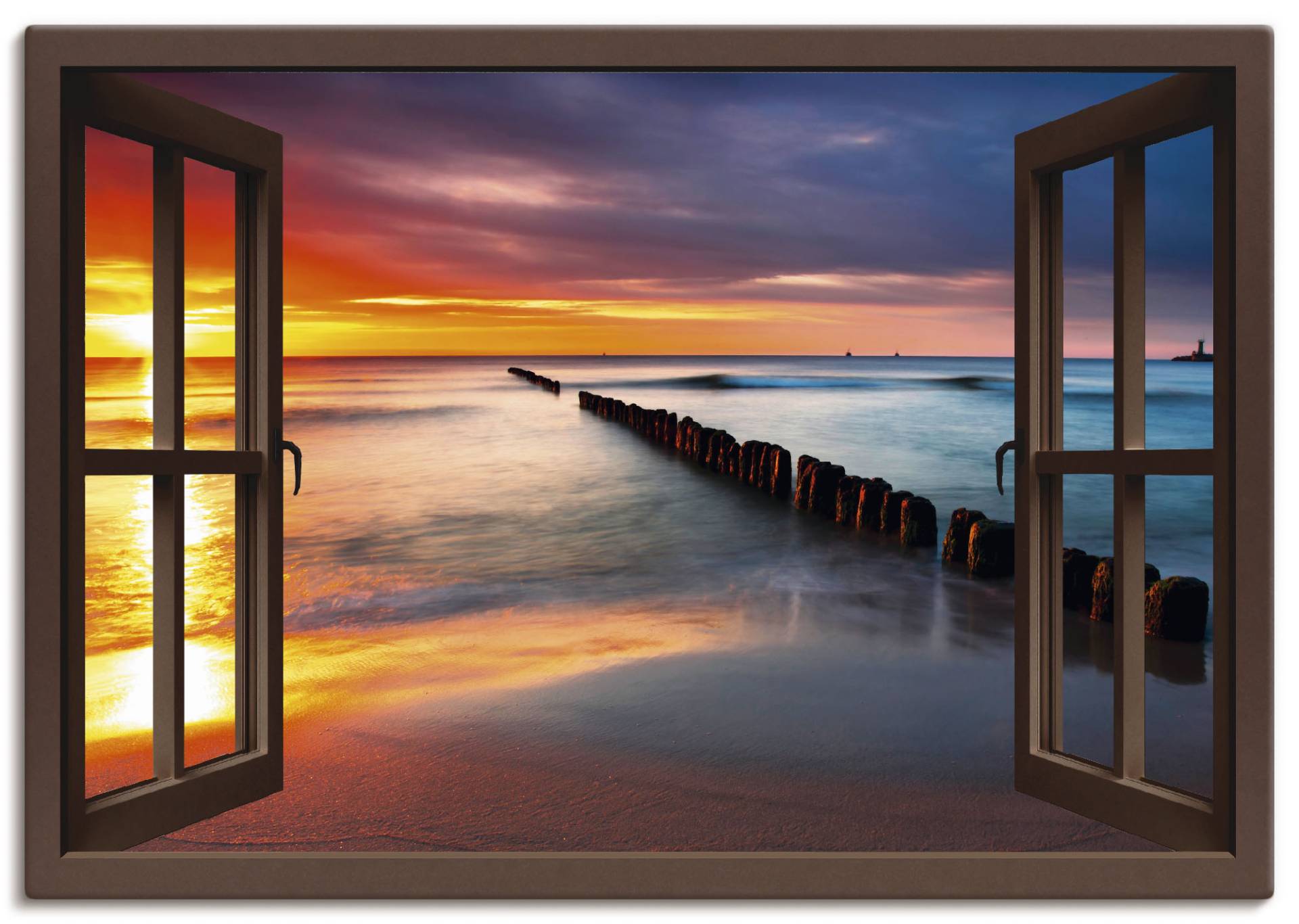 Artland Wandbild »Fensterblick Ostsee mit Sonnenaufgang«, Fensterblick, (1 St.) von Artland