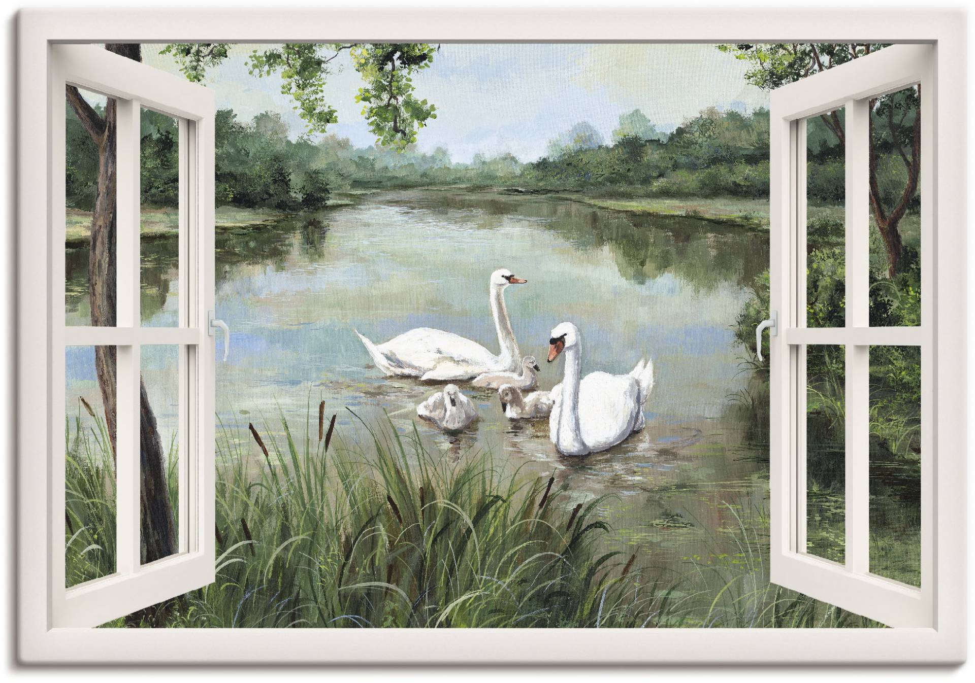 Artland Wandbild »Fensterblick - Schwäne«, Vögel, (1 St.) von Artland