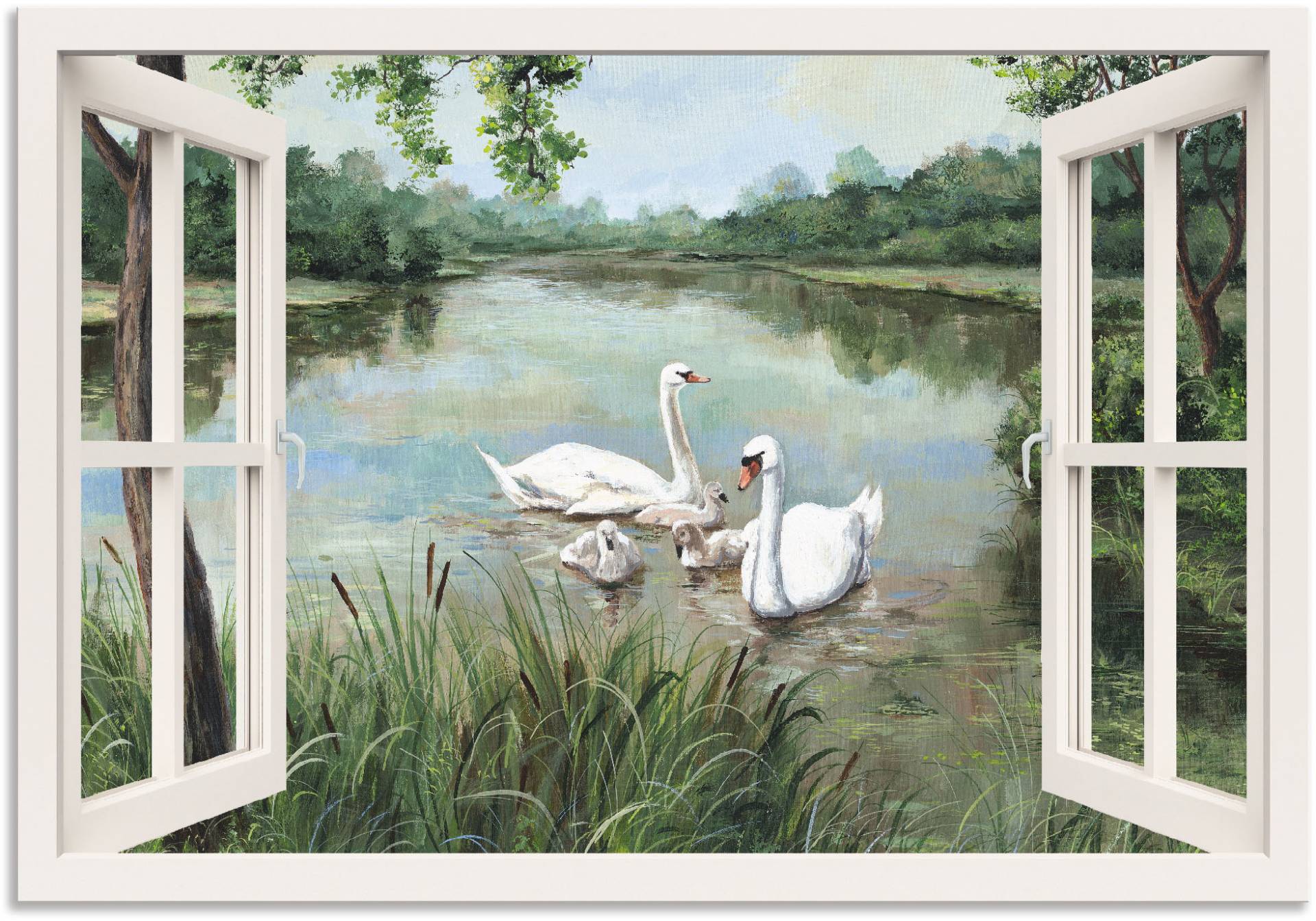 Artland Wandbild »Fensterblick - Schwäne«, Vögel, (1 St.) von Artland