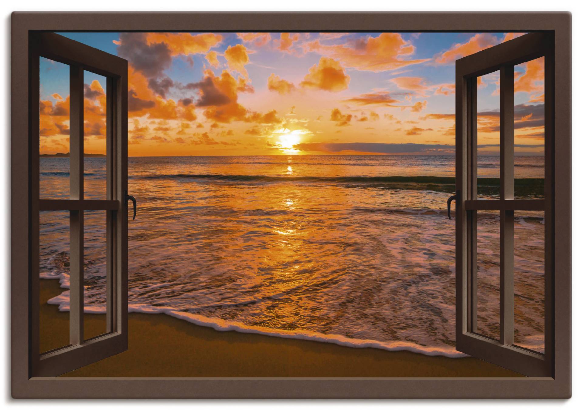 Artland Wandbild »Fensterblick Sonnenuntergang am Strand«, Sonnenaufgang & -untergang, (1 St.), als Leinwandbild, Poster, Wandaufkleber in verschied. Grössen Artland Wandbild »Fensterblick Sonnenuntergang am Strand«, Sonnenaufgang & -untergang, (1 St.), als Leinwandbild, Poster, Wandaufkleber in verschied. Grössen von Artland