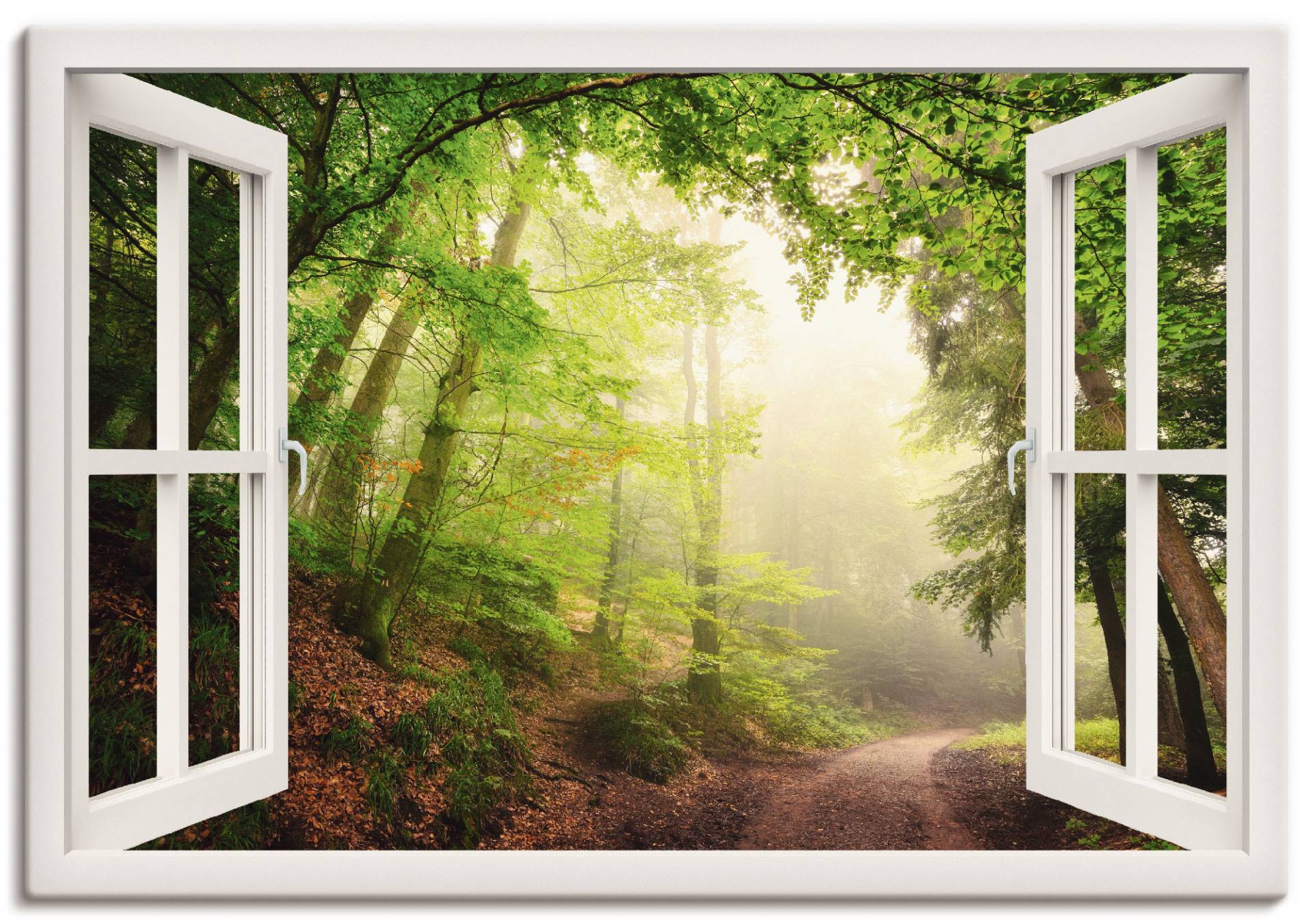 Artland Wandbild »Fensterblick Torbögen durch Bäume«, Wald, (1 St.), als Leinwandbild, Poster in verschied. Grössen von Artland