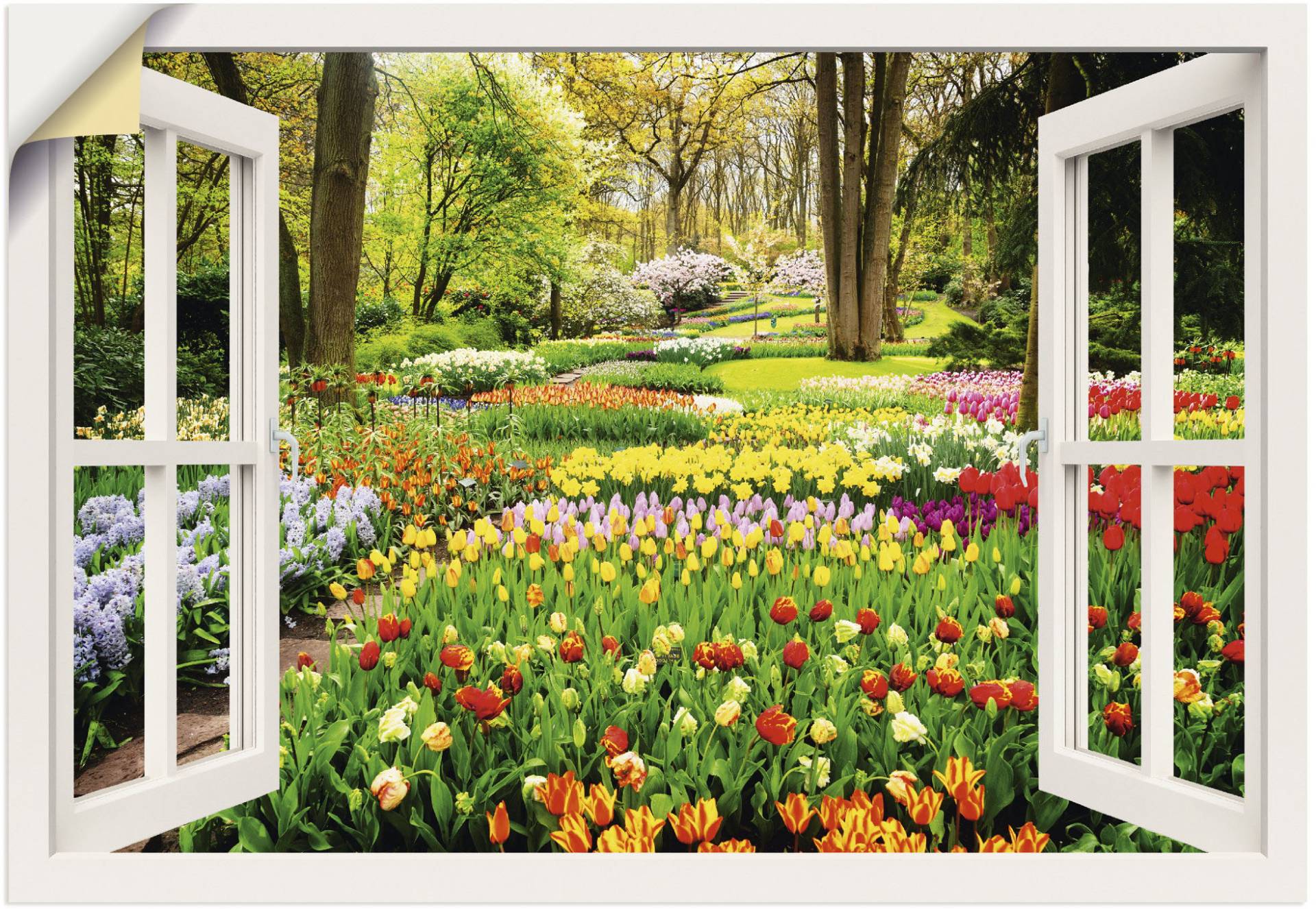 Artland Wandbild »Fensterblick Tulpen Garten Frühling«, Fensterblick, (1 St.) von Artland