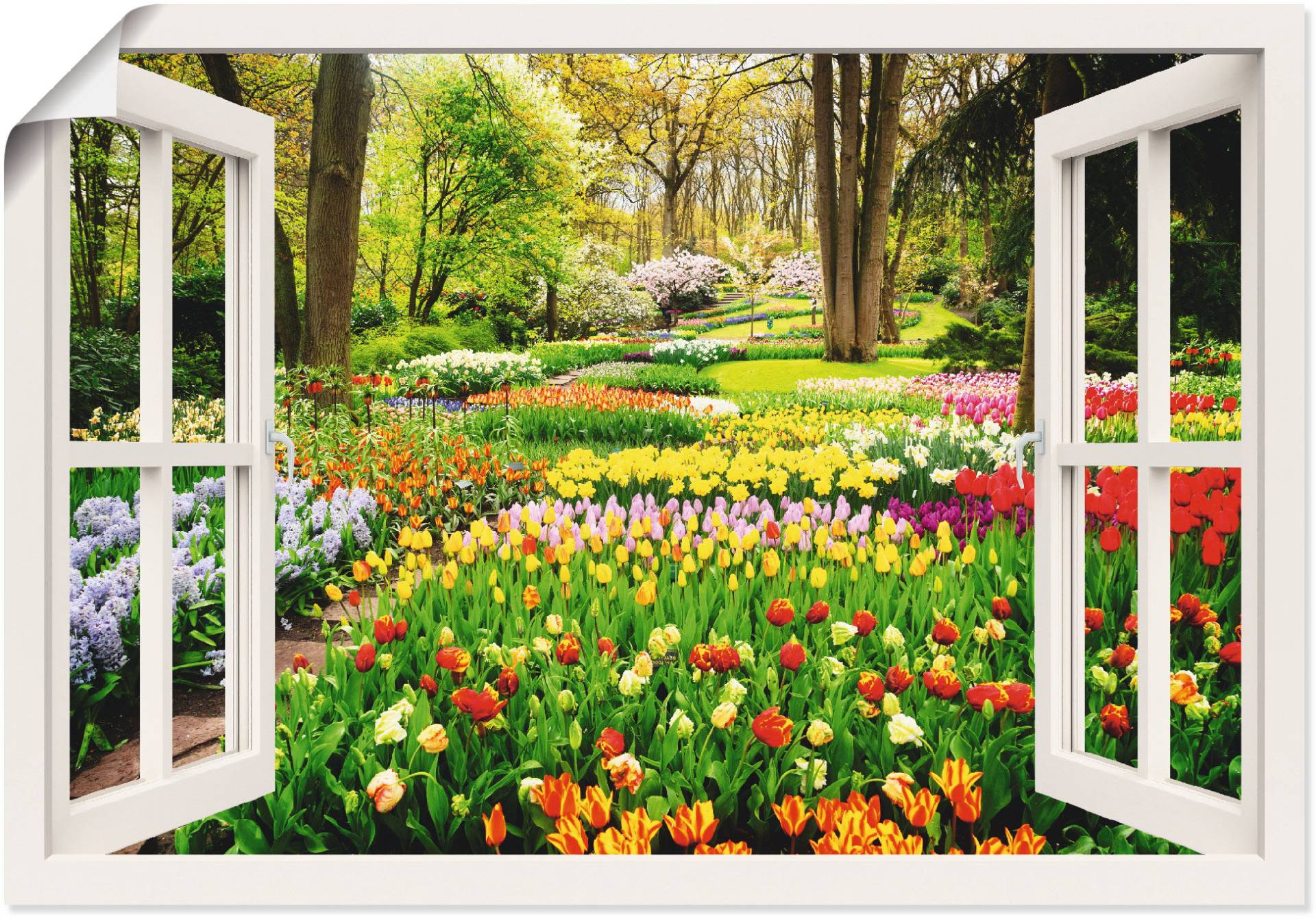 Artland Wandbild »Fensterblick Tulpen Garten Frühling«, Fensterblick, (1 St.) von Artland