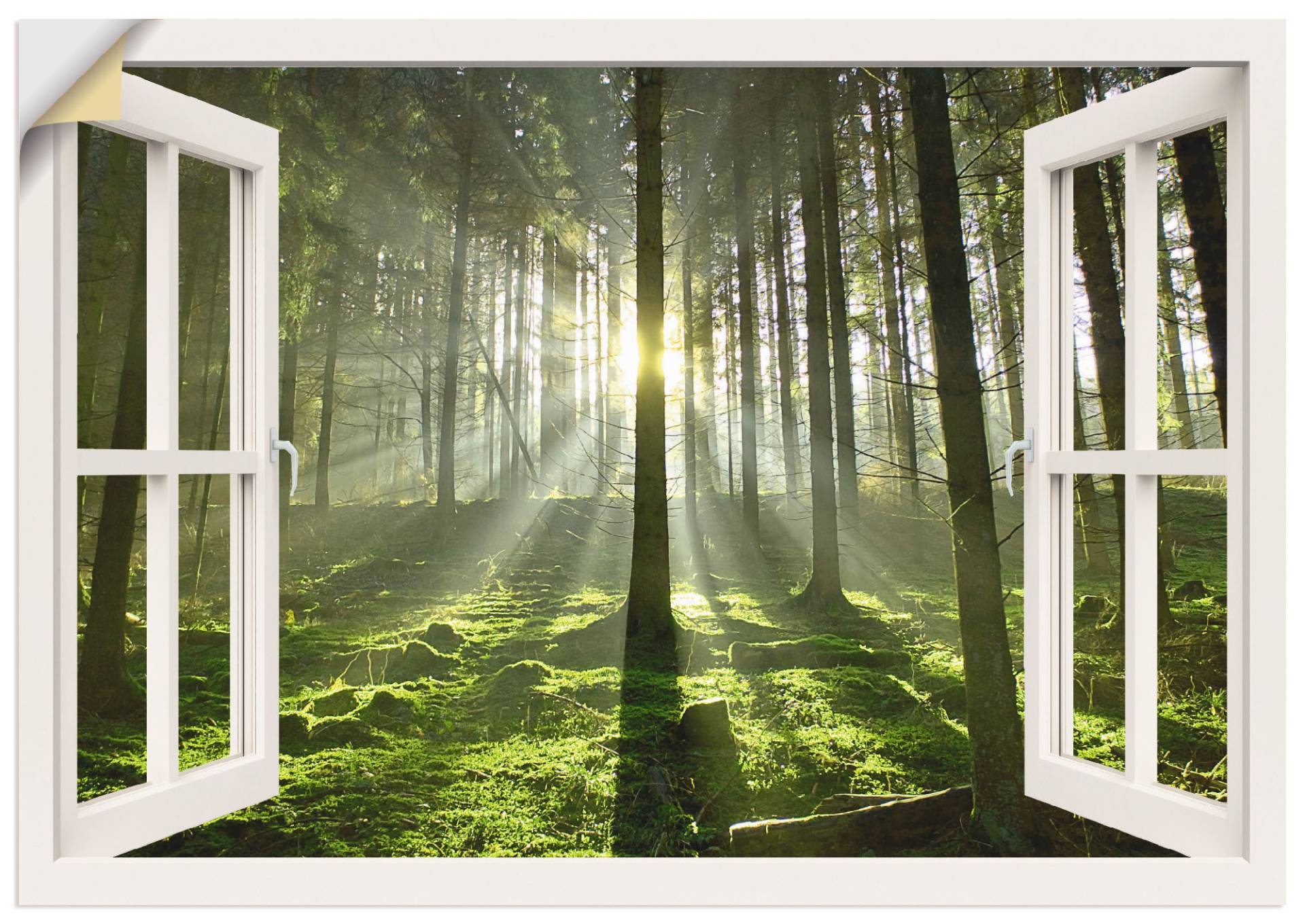 Artland Wandbild »Fensterblick - Wald im Gegenlicht«, Fensterblick, (1 St.) von Artland