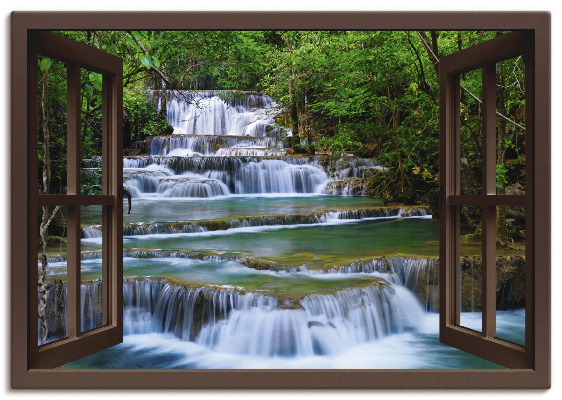 Artland Wandbild »Fensterblick Wasserfall in Kanchanaburi«, Fensterblick, (1 St.), als Leinwandbild, Poster, Wandaufkleber in verschied. Grössen von Artland