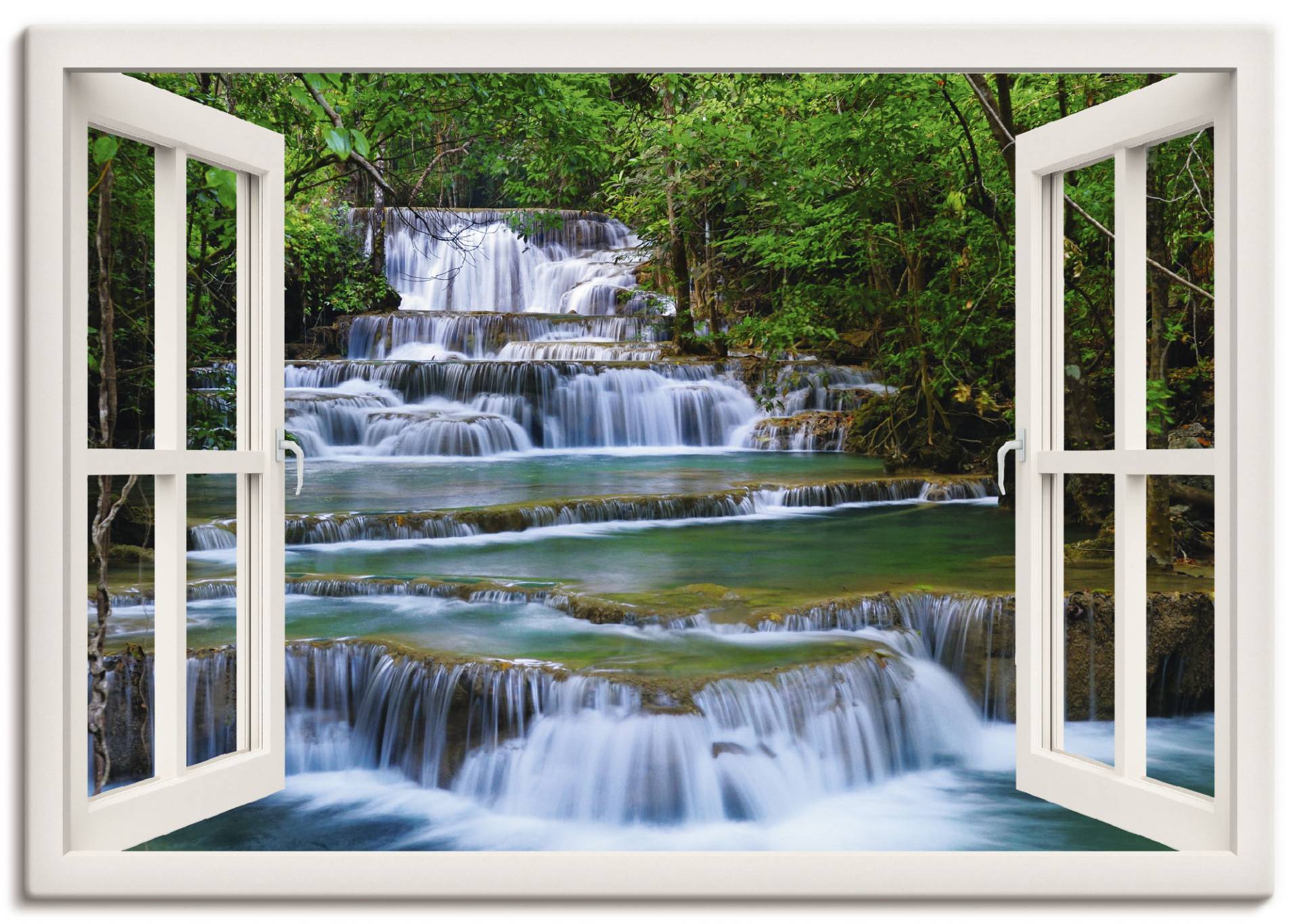 Artland Wandbild »Fensterblick Wasserfall in Kanchanaburi«, Fensterblick, (1 St.), als Leinwandbild, Poster, Wandaufkleber in verschied. Grössen von Artland