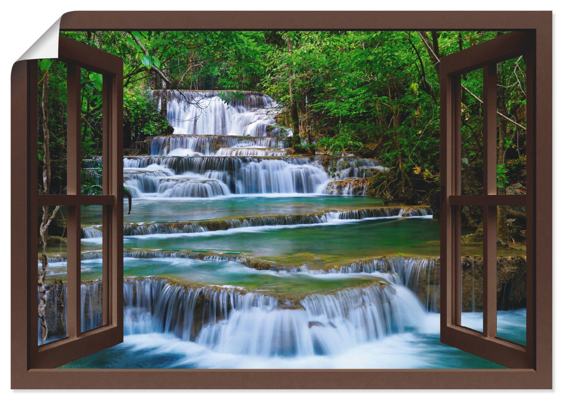 Artland Wandbild »Fensterblick Wasserfall in Kanchanaburi«, Fensterblick, (1 St.) von Artland