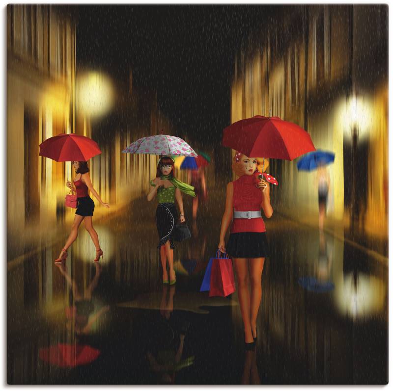 Artland Wandbild »Frauen beim Einkaufen im Regen«, Frau, (1 St.), als Alubild, Outdoorbild, Leinwandbild, Poster in verschied. Grössen von Artland