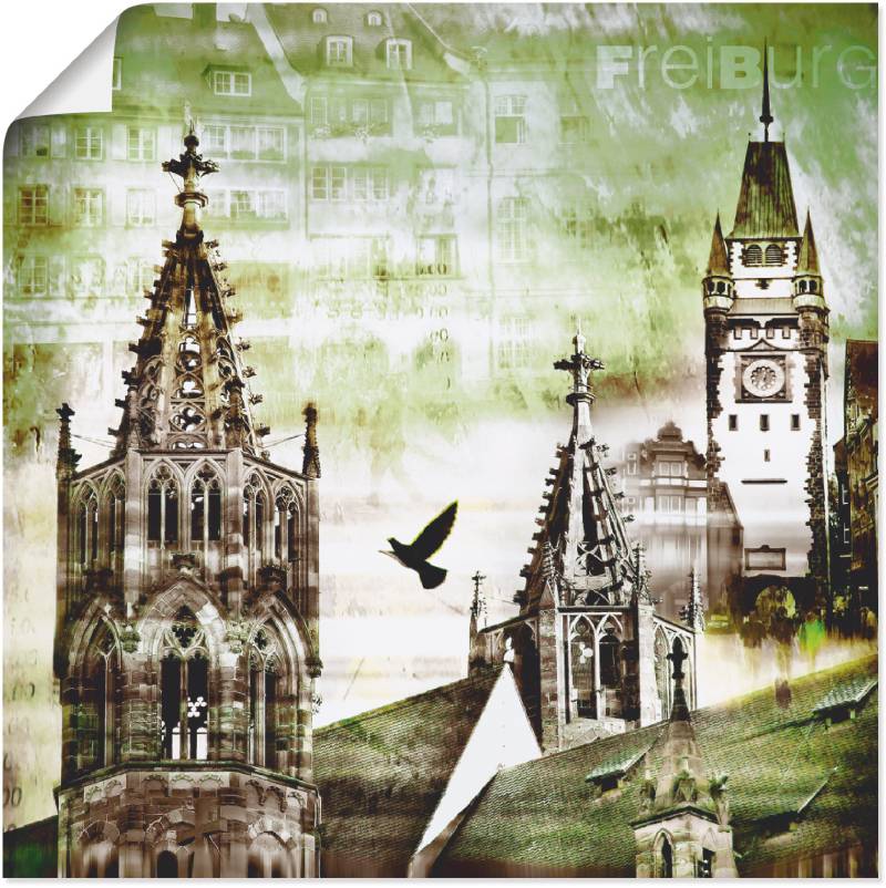 Artland Poster »Freiburg Skyline Abstrakte Collage«, Architektonische Elemente, (1 St.), als Leinwandbild, Wandaufkleber oder Poster in versch. Grössen von Artland